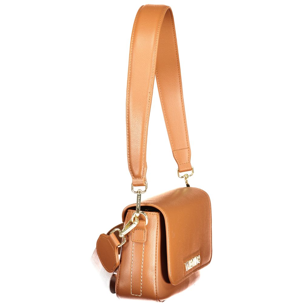 Mario Valentino Brown Polyurethane Women's Bag with Adjustable Shoulder Strap