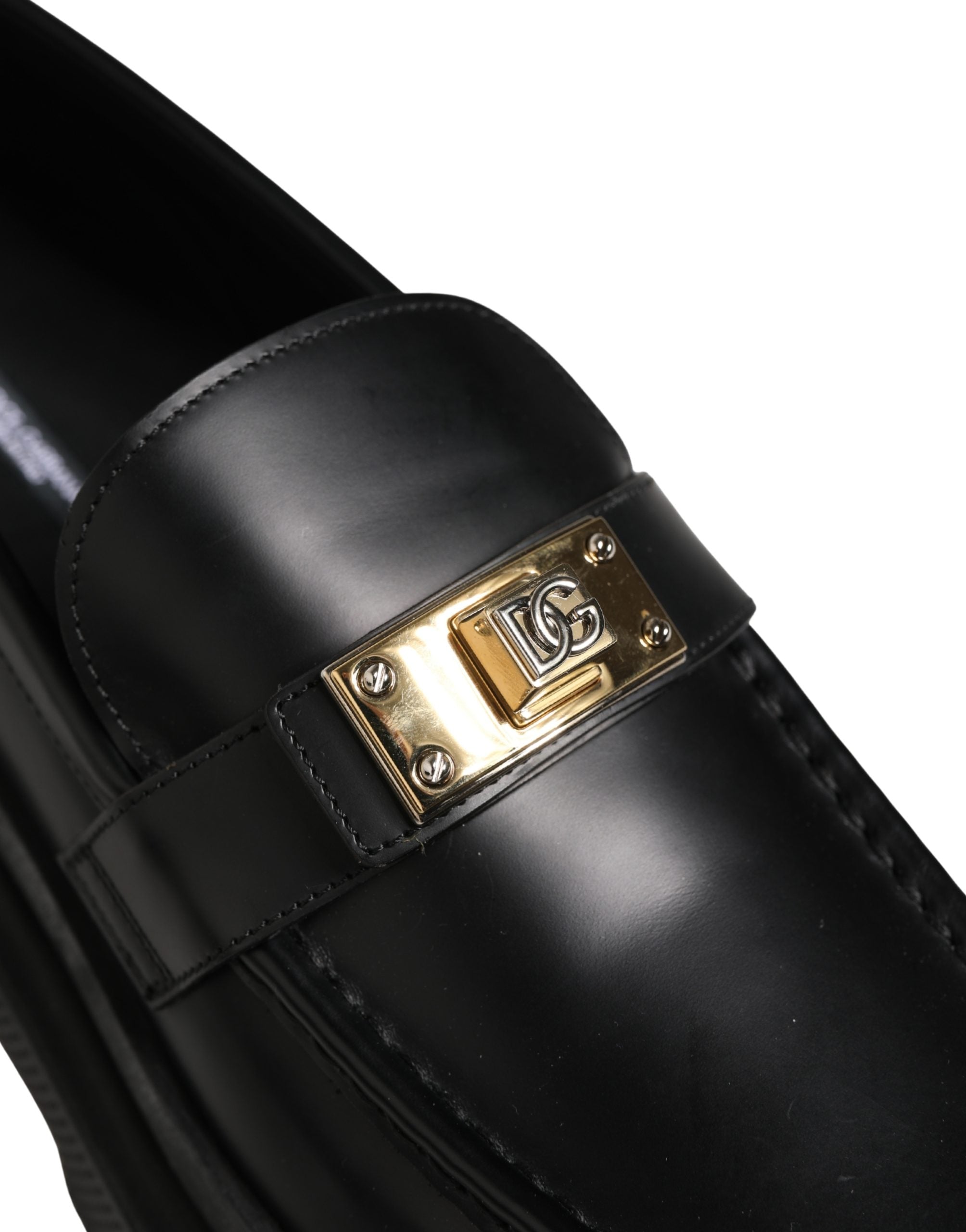 Dolce & Gabbana Black Chunky Sole Leather Men Loafers Shoes