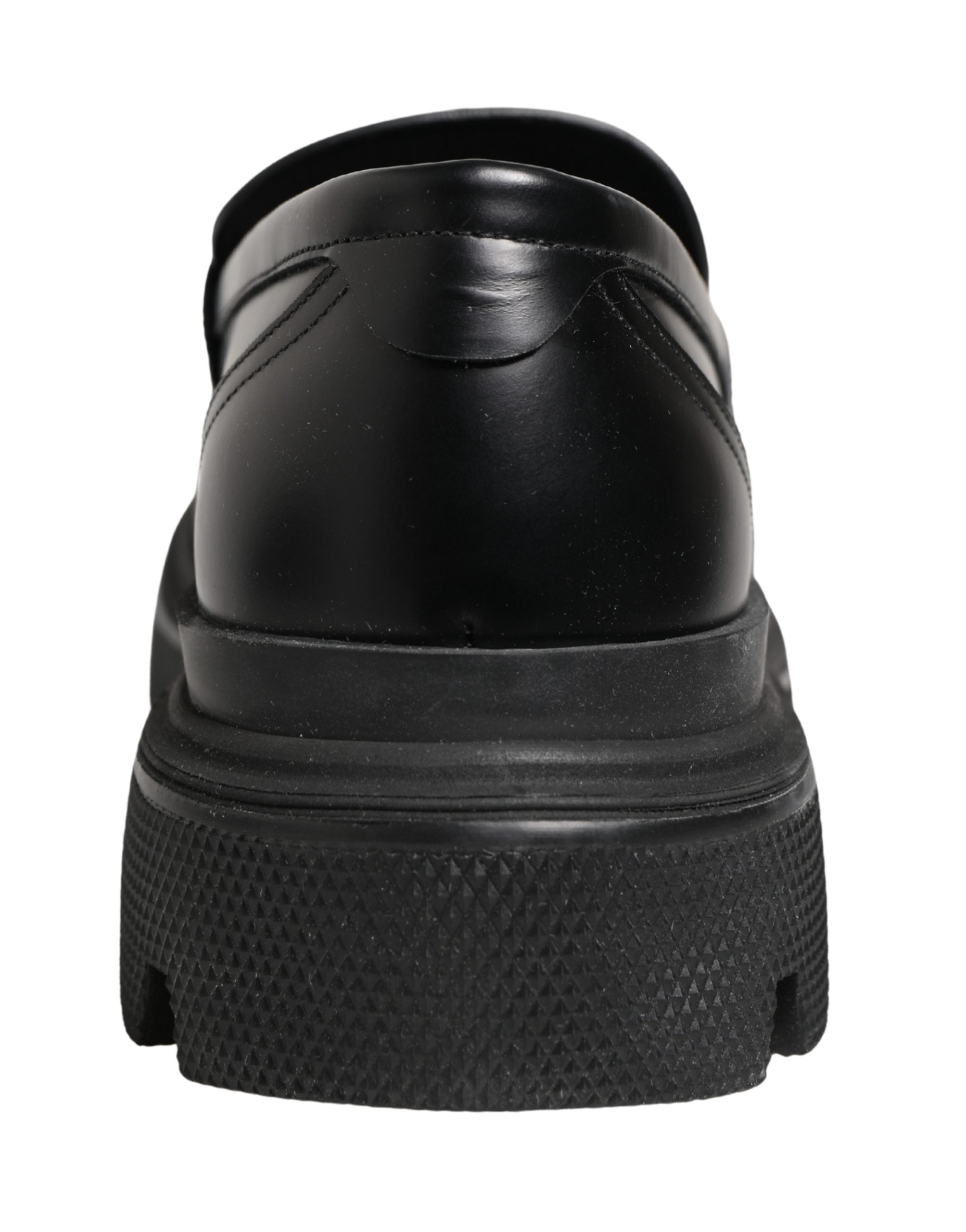 Dolce & Gabbana Black Chunky Sole Leather Men Loafers Shoes