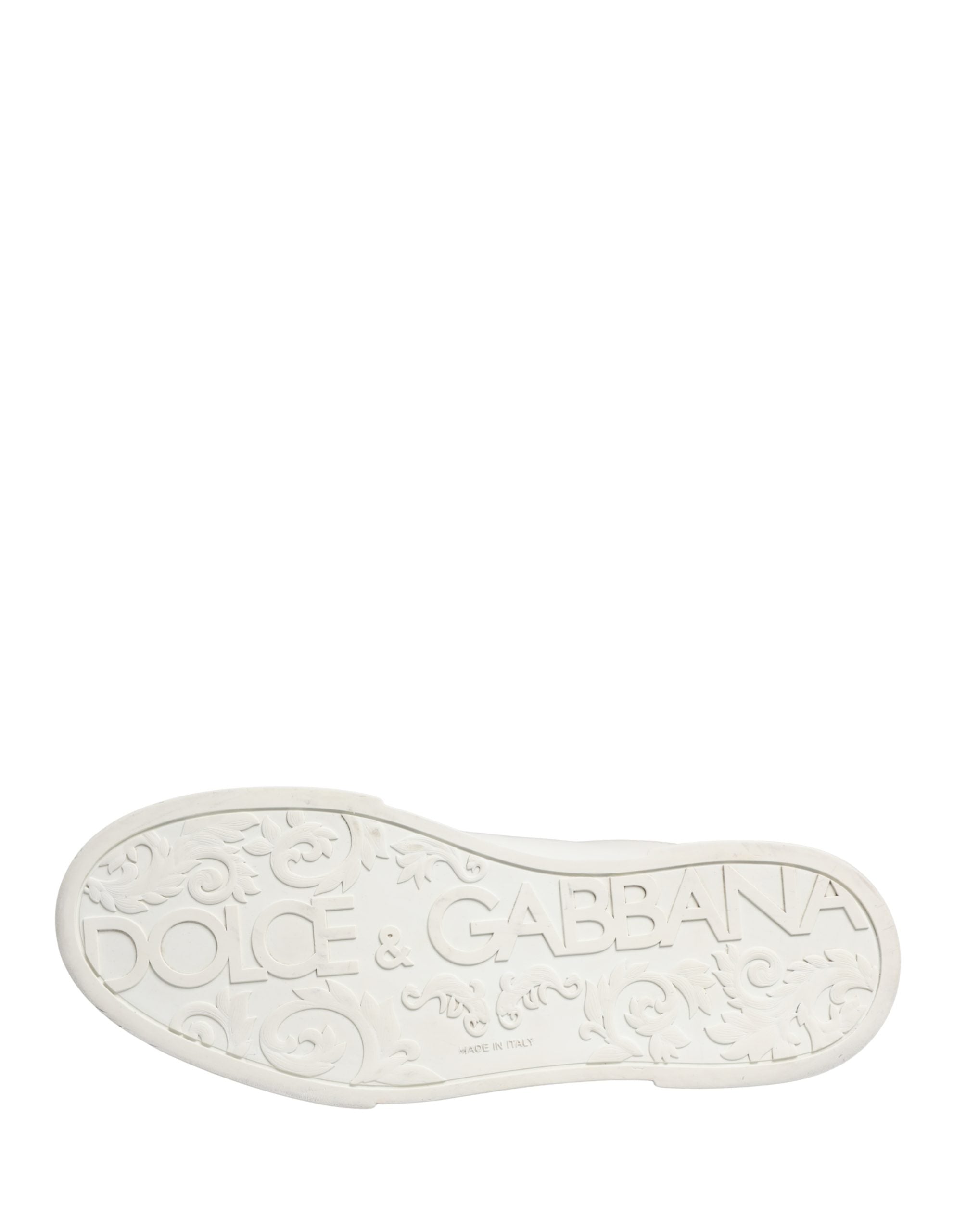 Dolce & Gabbana White Black Portofino Leather Sneakers Shoes