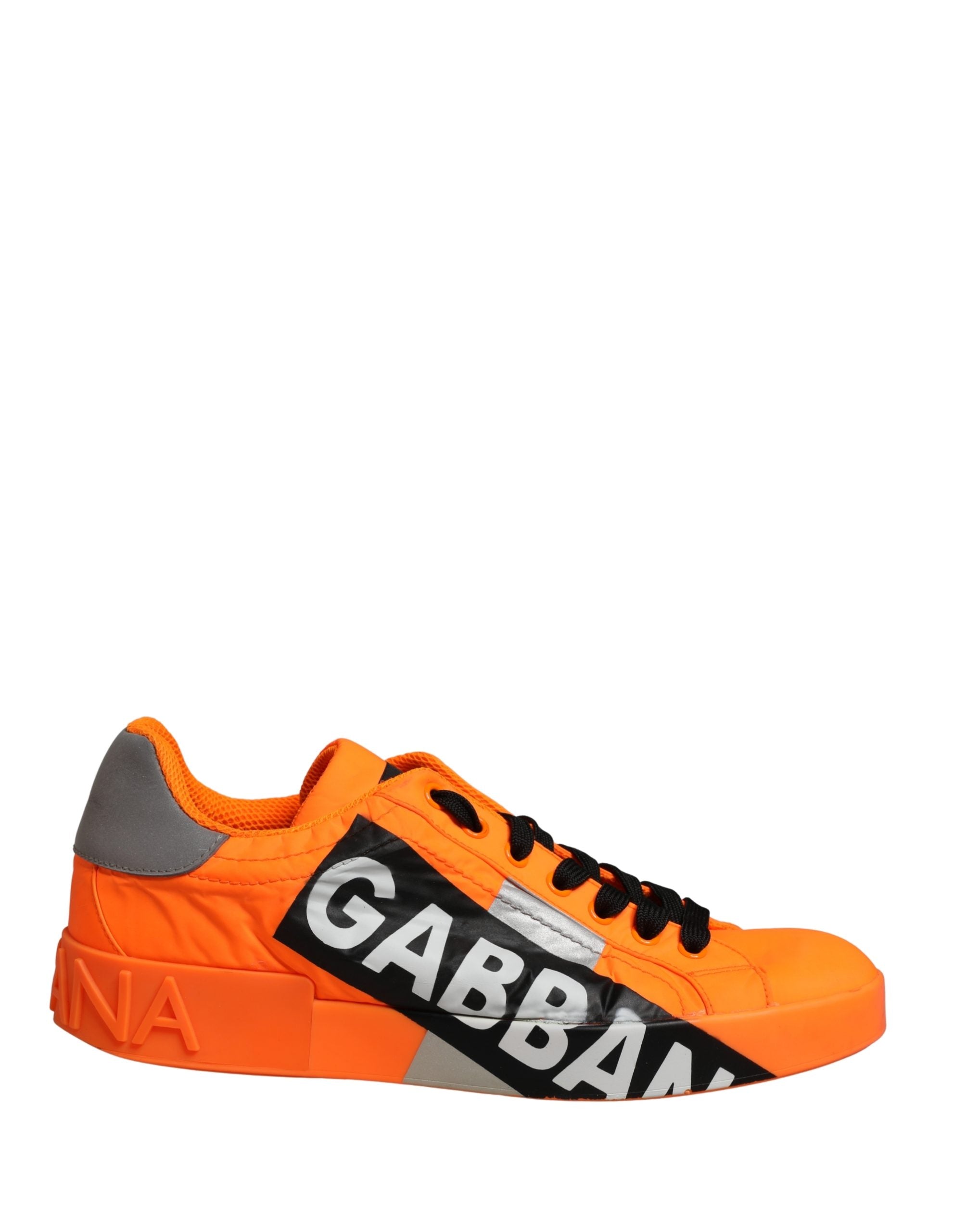 Dolce & Gabbana Orange Logo Tape Low Top Portofino Men Sneakers Shoes