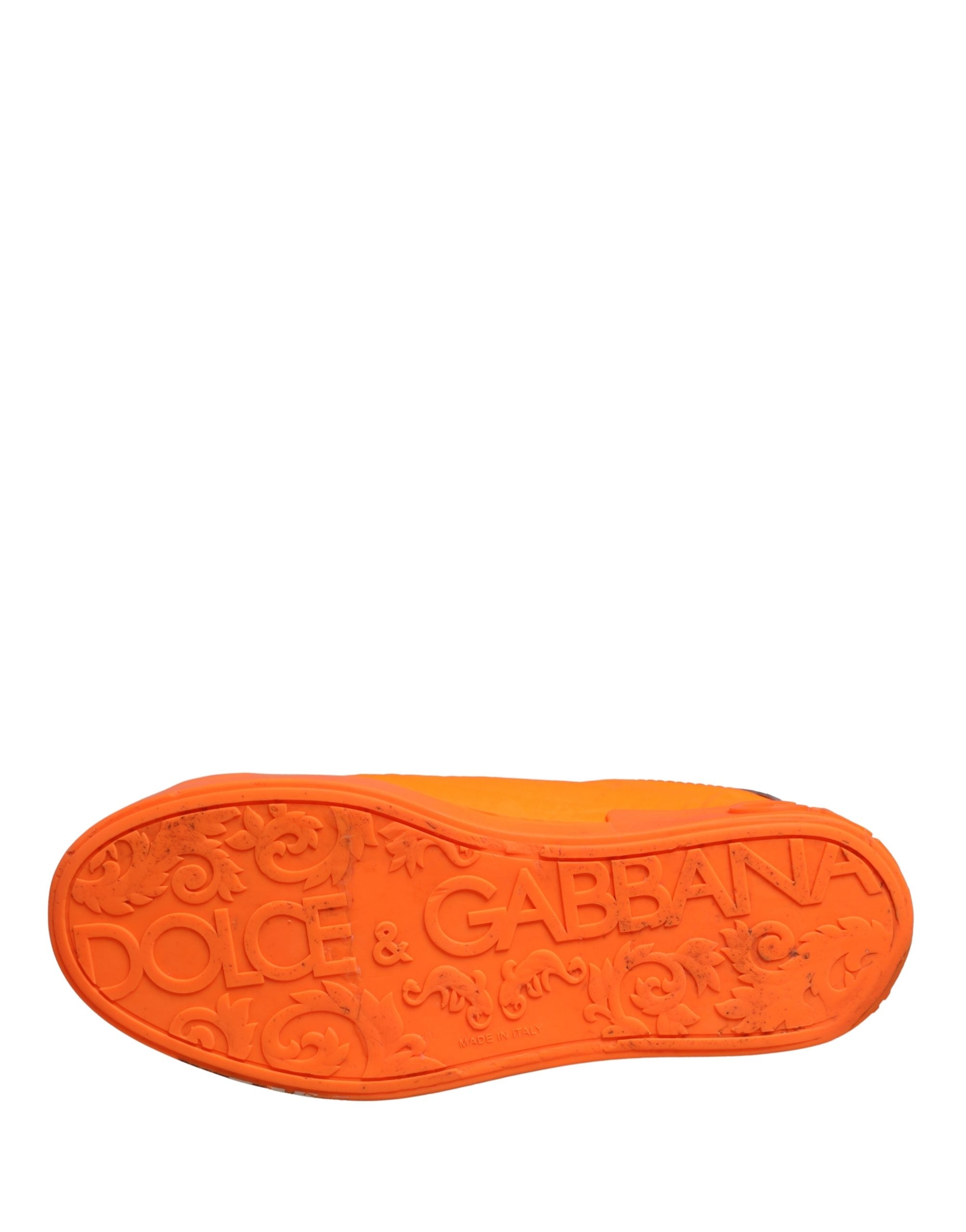 Dolce & Gabbana Orange Logo Tape Low Top Portofino Men Sneakers Shoes