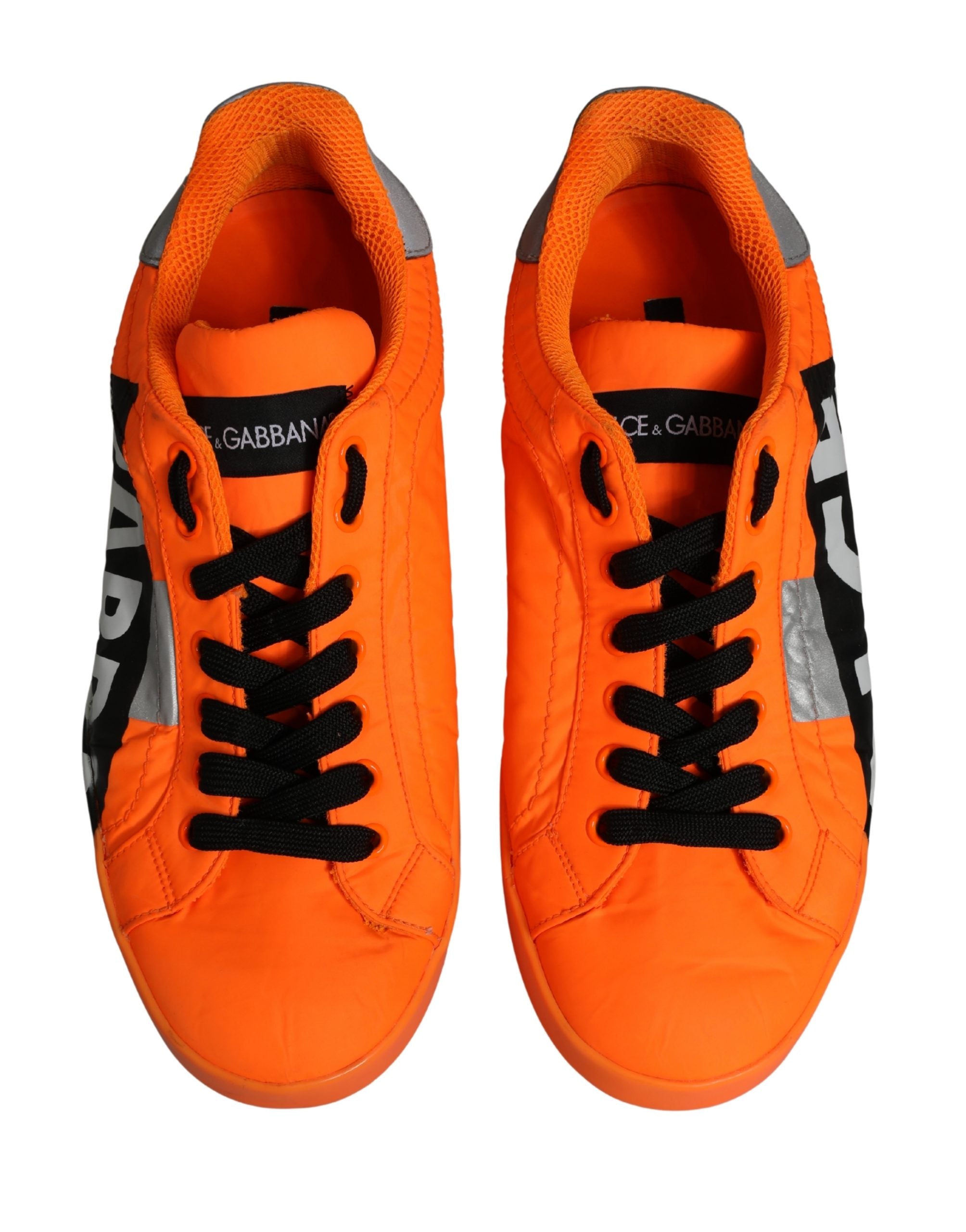 Dolce & Gabbana Orange Logo Tape Low Top Portofino Men Sneakers Shoes