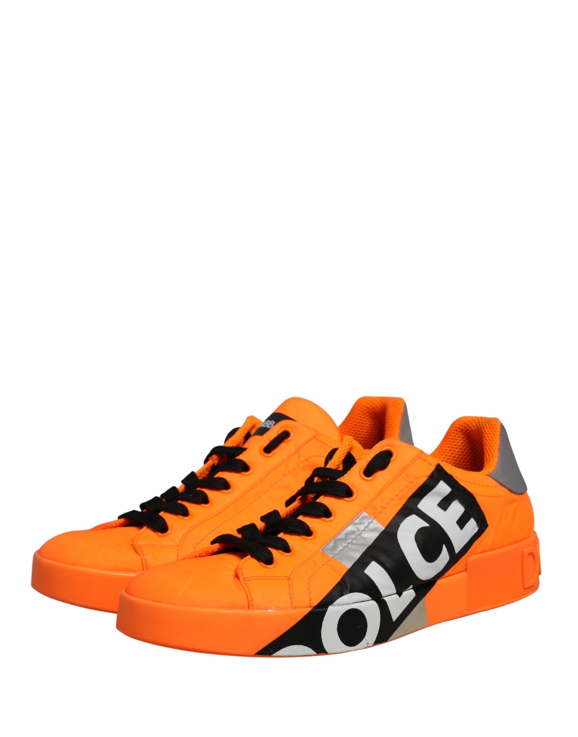 Dolce & Gabbana Orange Logo Tape Low Top Portofino Men Sneakers Shoes
