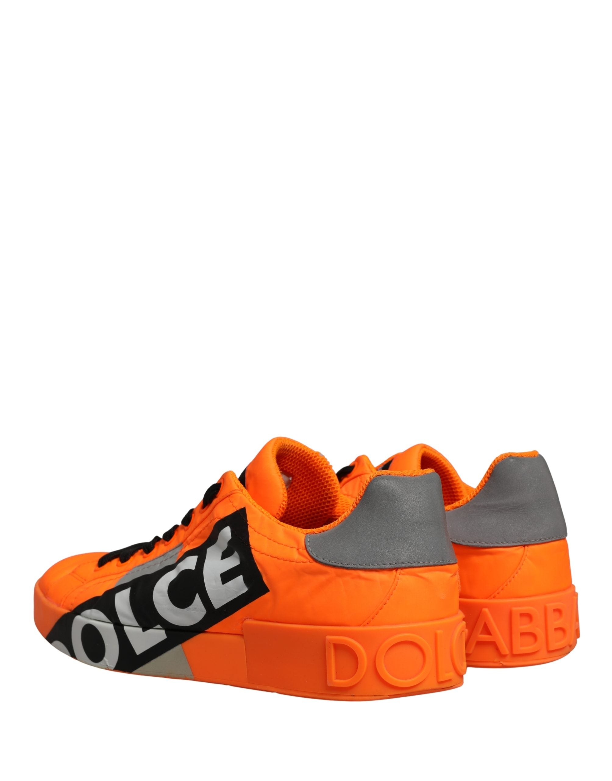 Dolce & Gabbana Orange Logo Tape Low Top Portofino Men Sneakers Shoes