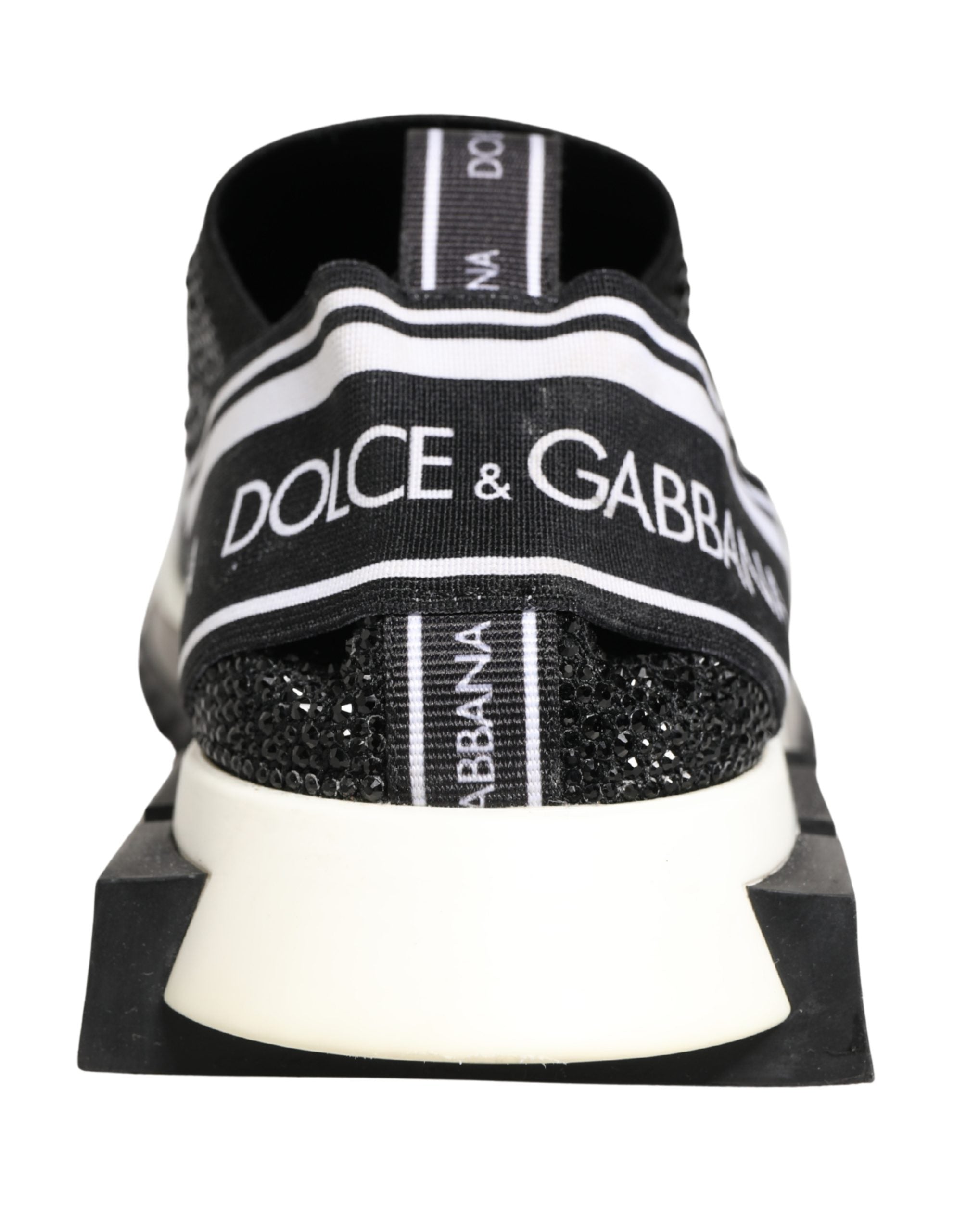 Dolce & Gabbana Black Crystal Logo Slip On Sorrento Sneakers Shoes