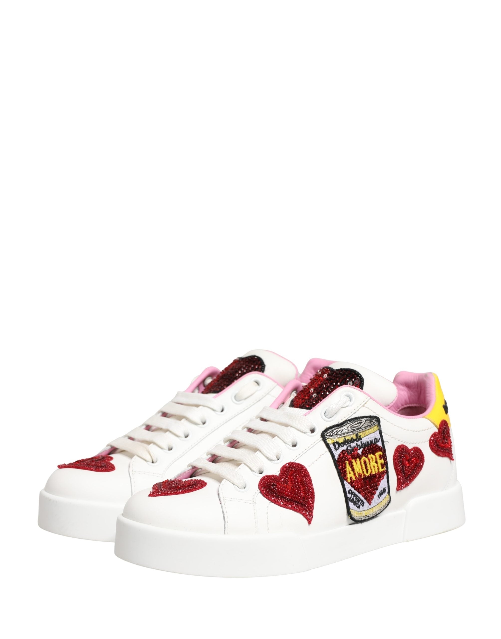 Dolce & Gabbana White Portofino Amore Low Top Sneakers Shoes