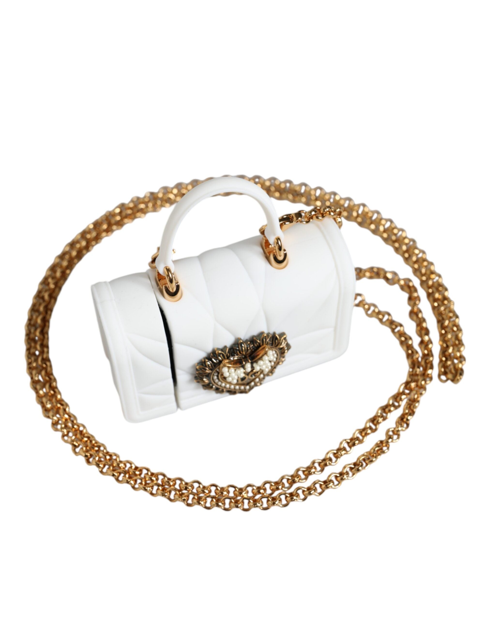 Dolce & Gabbana White Synthetic Airpod Holder