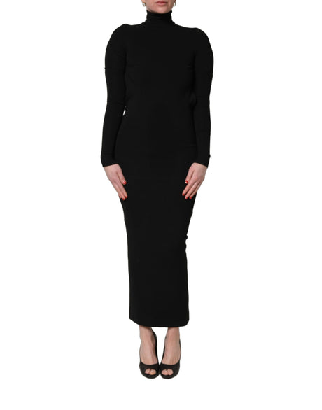 Dolce & Gabbana Black Long Sleeves Viscose Sheath Maxi Dress