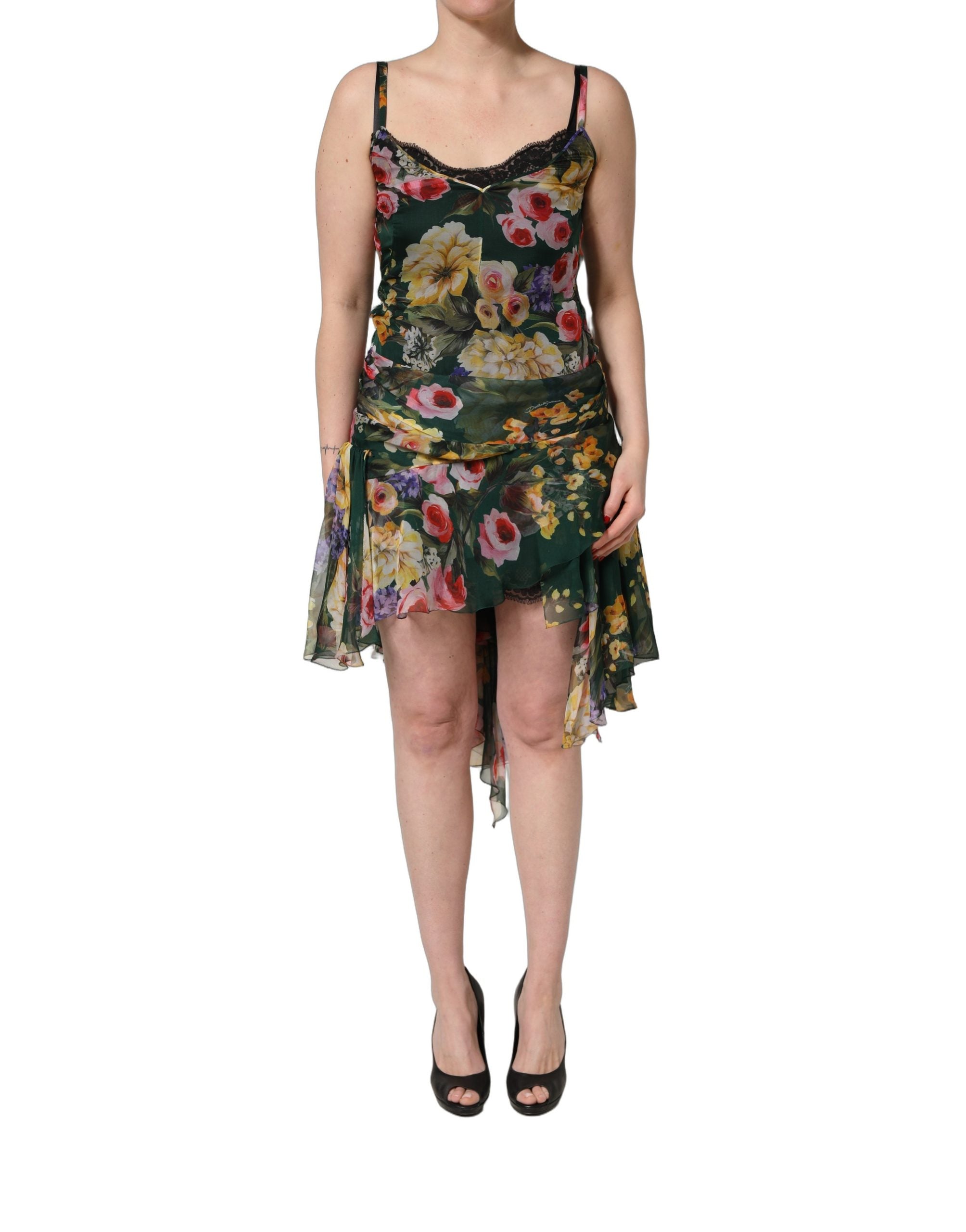 Dolce & Gabbana Multicolor Floral Print Sleeveless Mini Dress