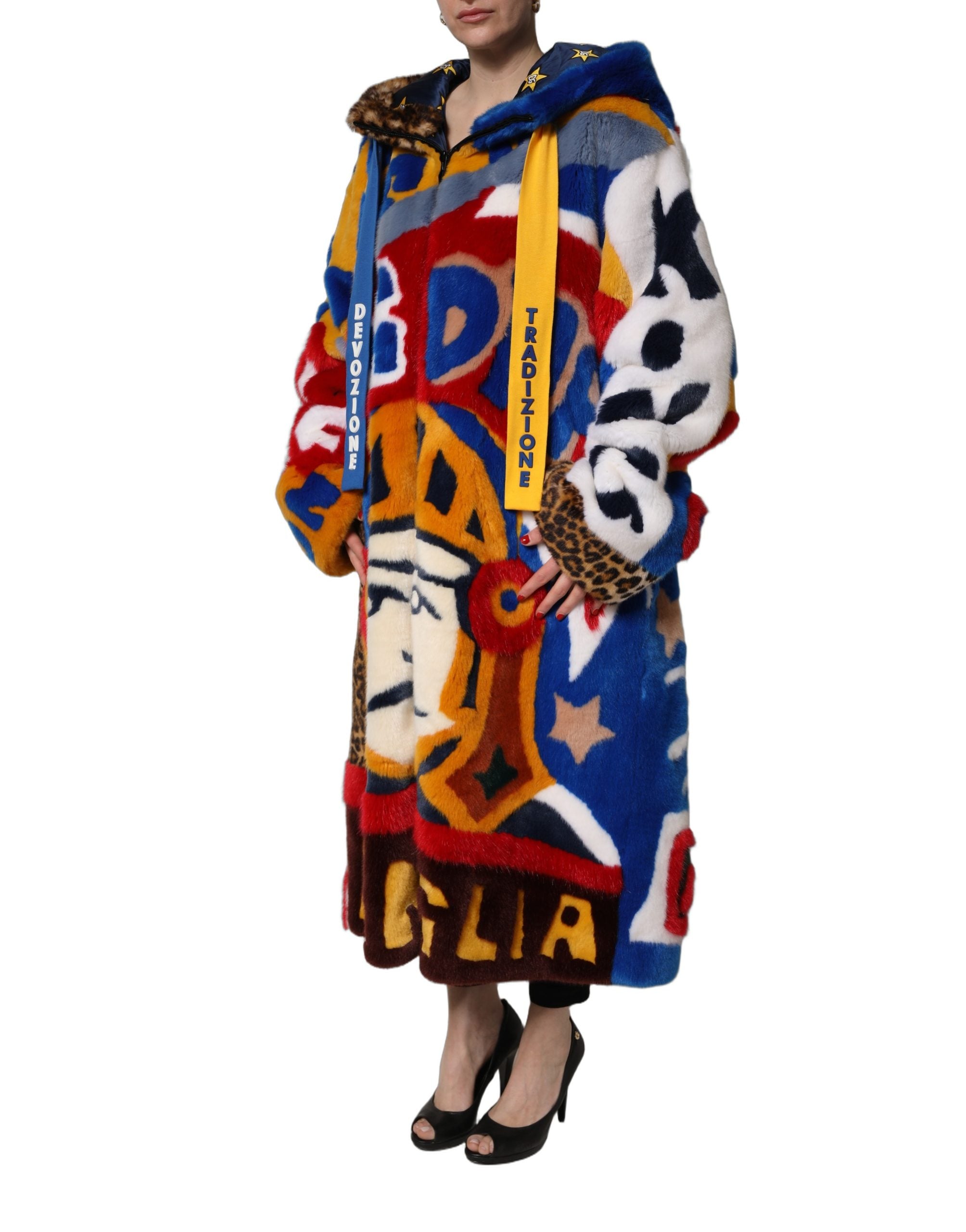 Dolce & Gabbana Multicolor Graffiti Print Zip Hooded Jacket
