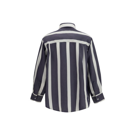 Cruna Blue Viscose Pattern Shirt