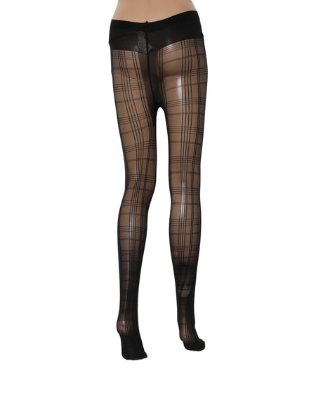 Dolce & Gabbana Black Nylon Tartan Pattern Tights Stockings Socks