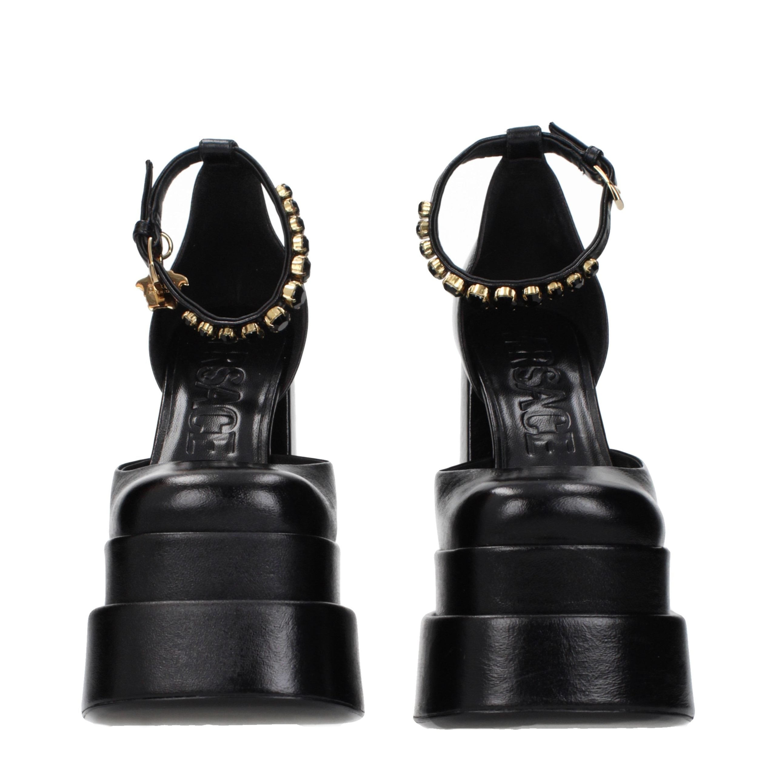 Versace Black Leather Platform Pumps