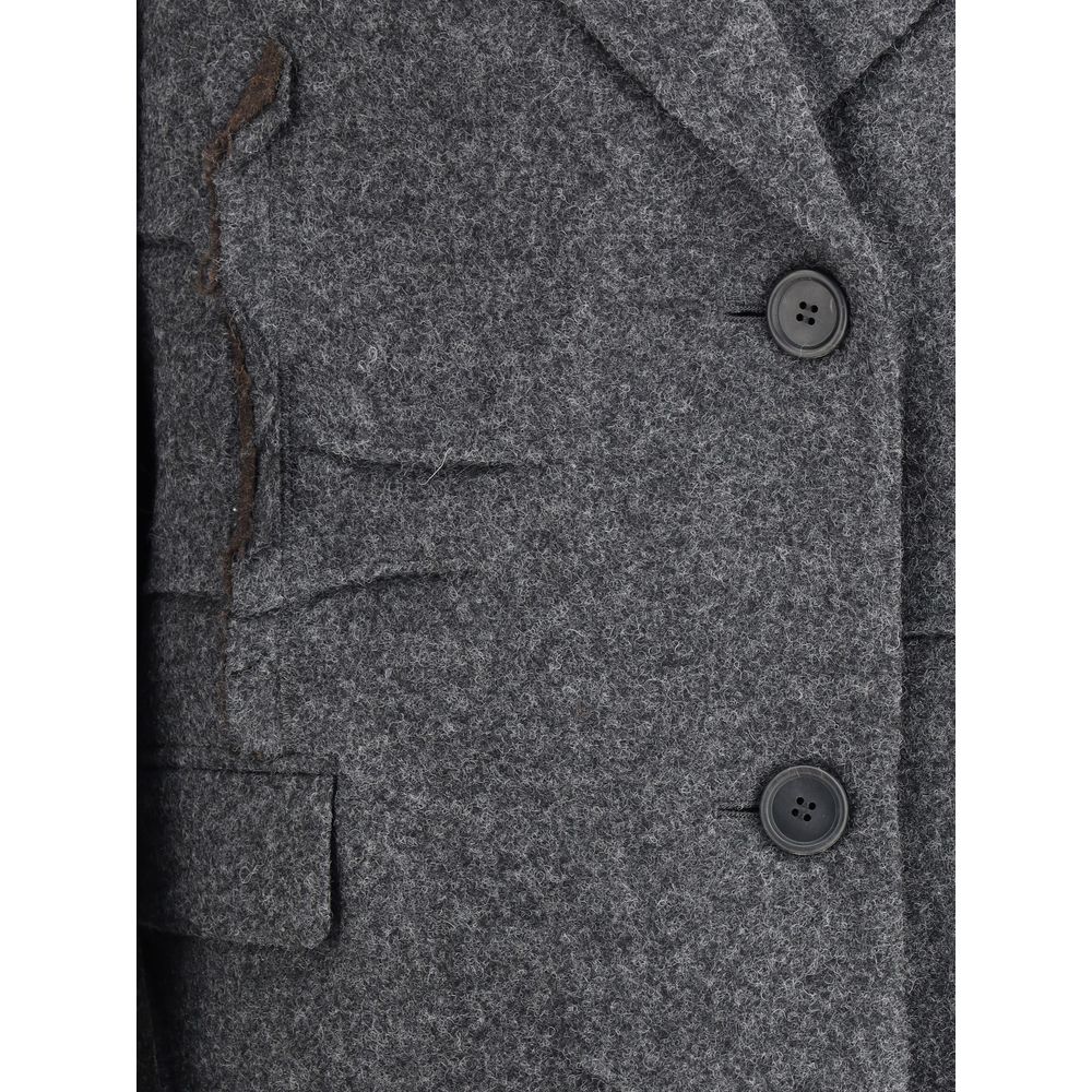 Prada Gray Fleece Wool Coat
