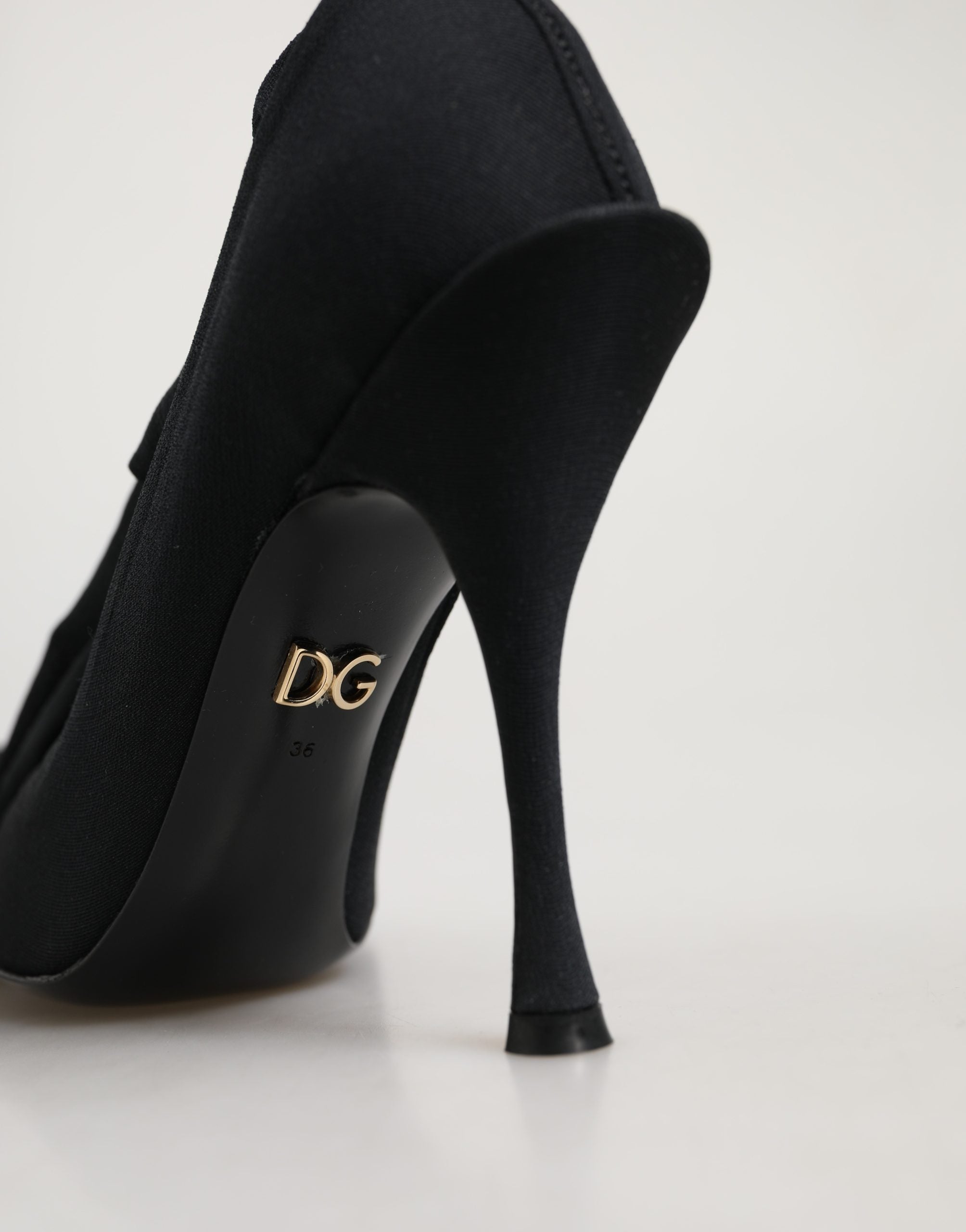 Dolce & Gabbana Black Stretch Socks Knee High Boots Shoes