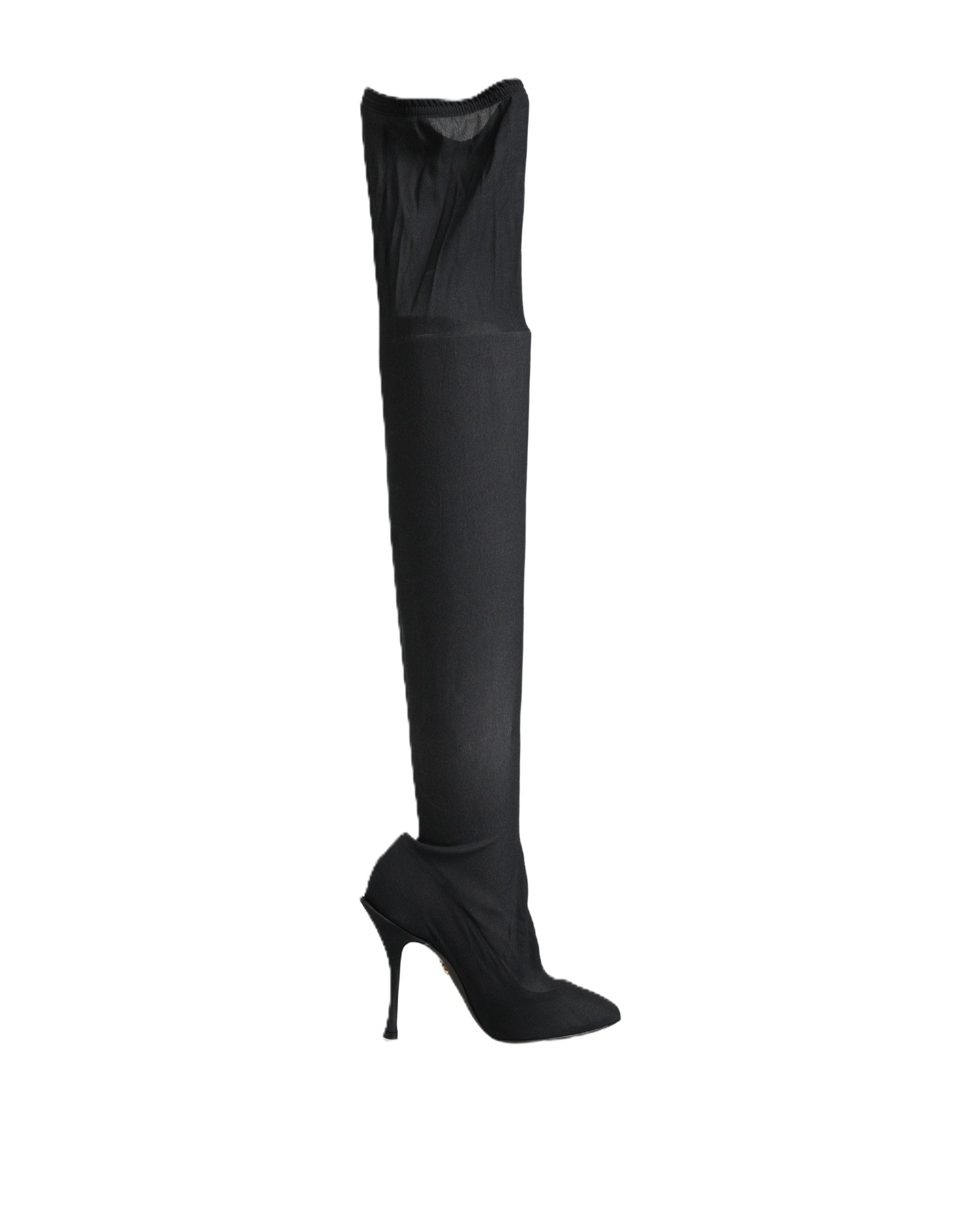 Dolce & Gabbana Black Stretch Socks Knee High Boots Shoes