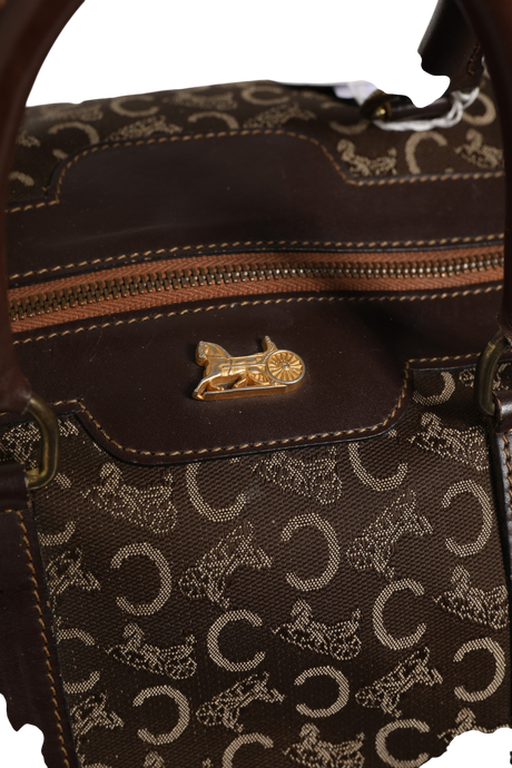 Celine Dark brown and Gold logo duffel