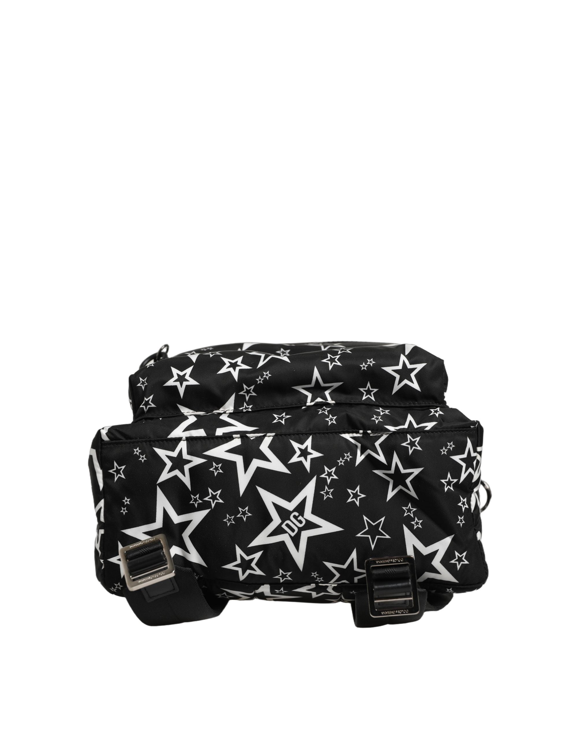 Dolce & Gabbana Black Millenial Stars Nylon Travel Backpack Borse Bag