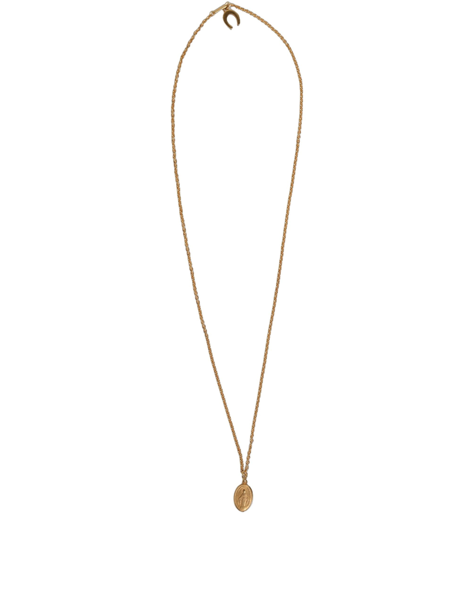 Dolce & Gabbana Gold Tone Brass Virgin Mary Medallion Pendant Necklace