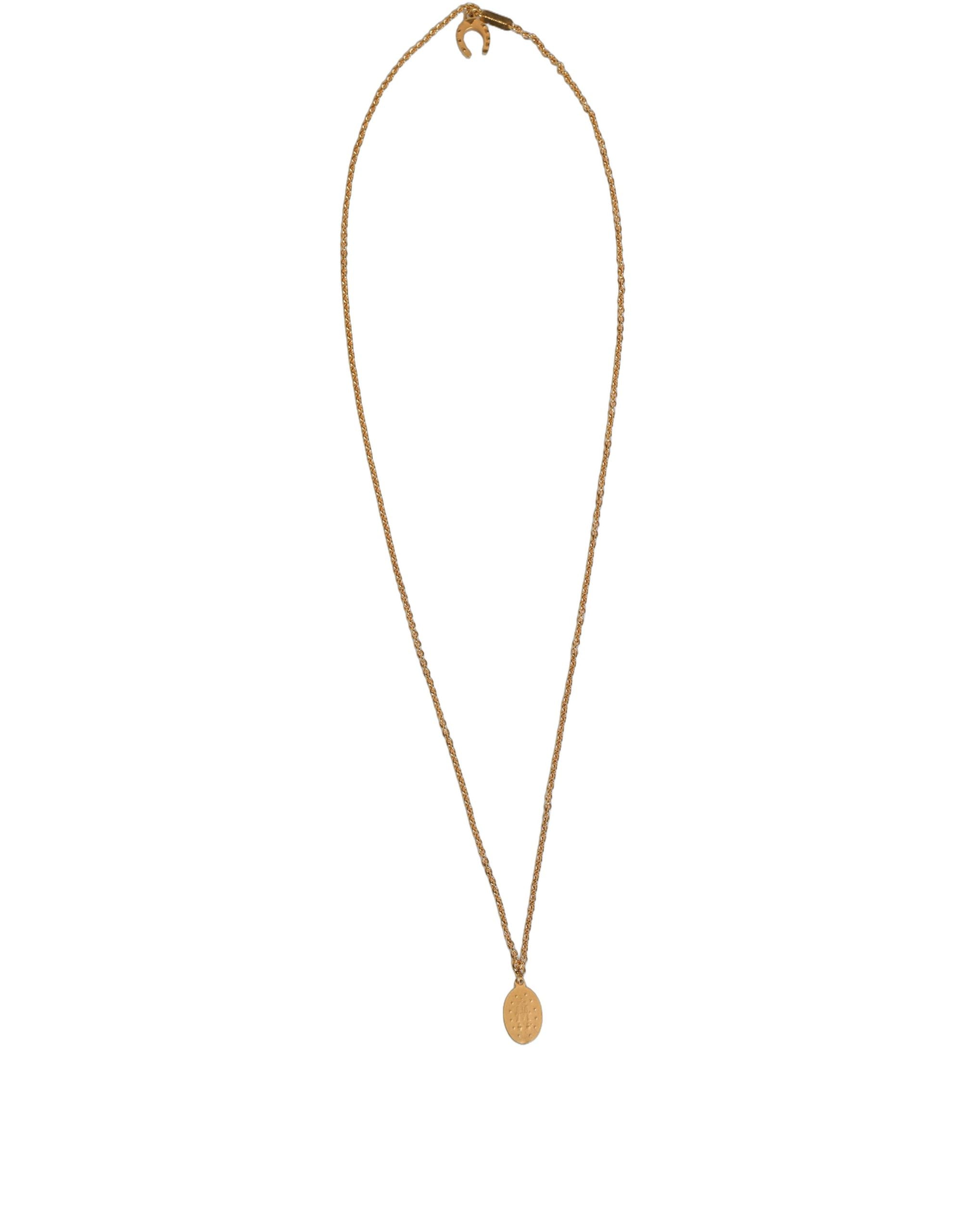 Dolce & Gabbana Gold Tone Brass Virgin Mary Medallion Pendant Necklace