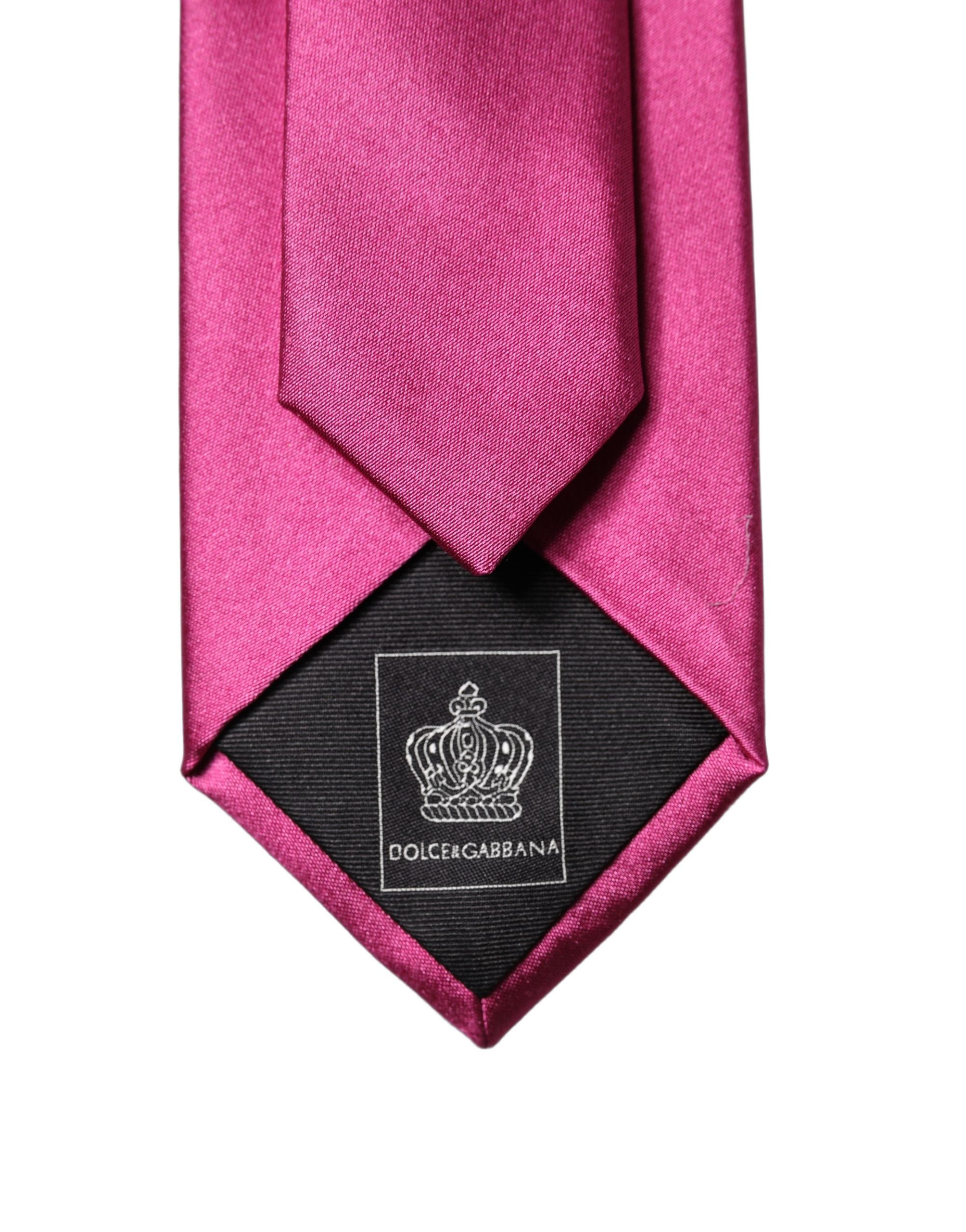 Dolce & Gabbana Fuchsia Pink Silk Satin Wide Adjustable Men Necktie Tie