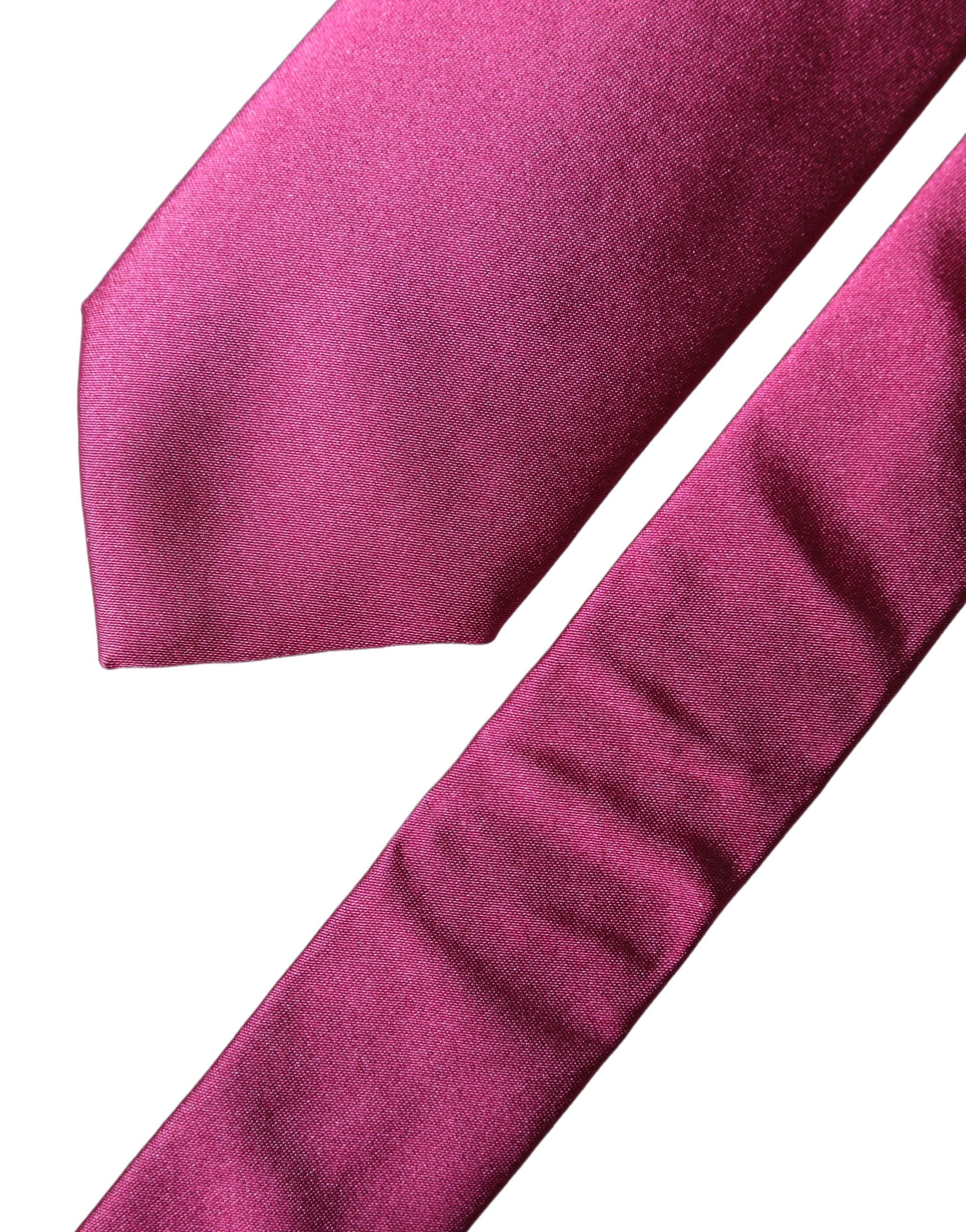 Dolce & Gabbana Fuchsia Pink Silk Satin Wide Adjustable Men Necktie Tie