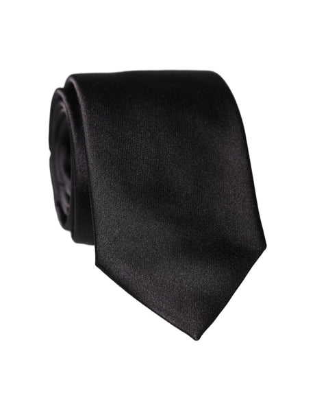 Dolce & Gabbana Black Solid 100% Silk Adjustable Men Tied Necktie Tie