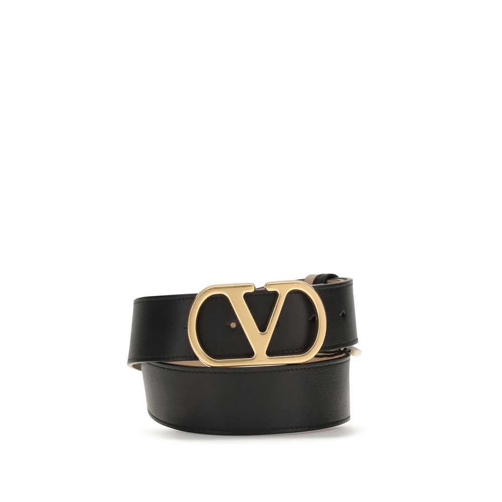 Valentino Garavani Black Calf Leather Bos Taurus Belt