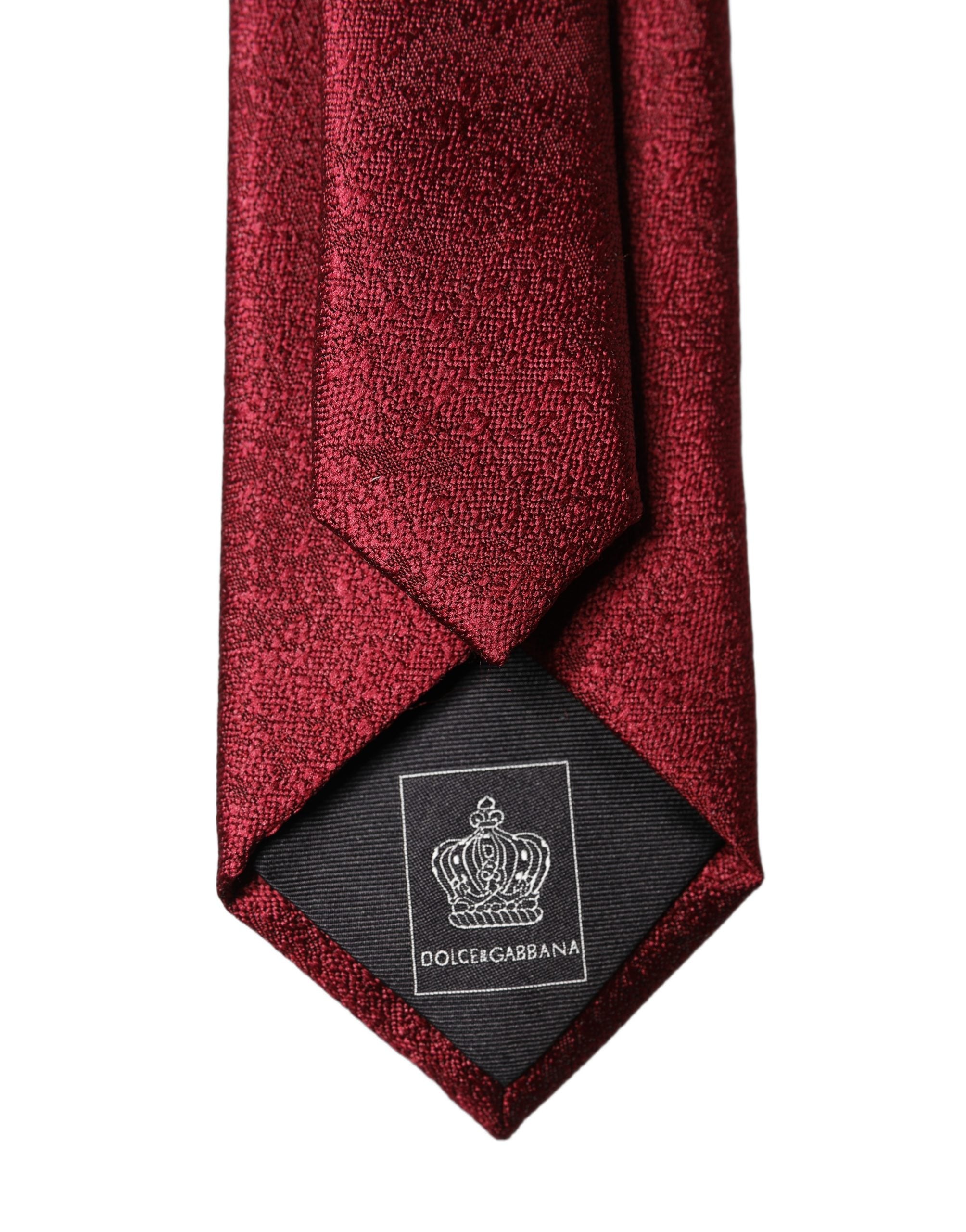 Dolce & Gabbana Burgundy Solid Silk Adjustable Men Tied Necktie Tie