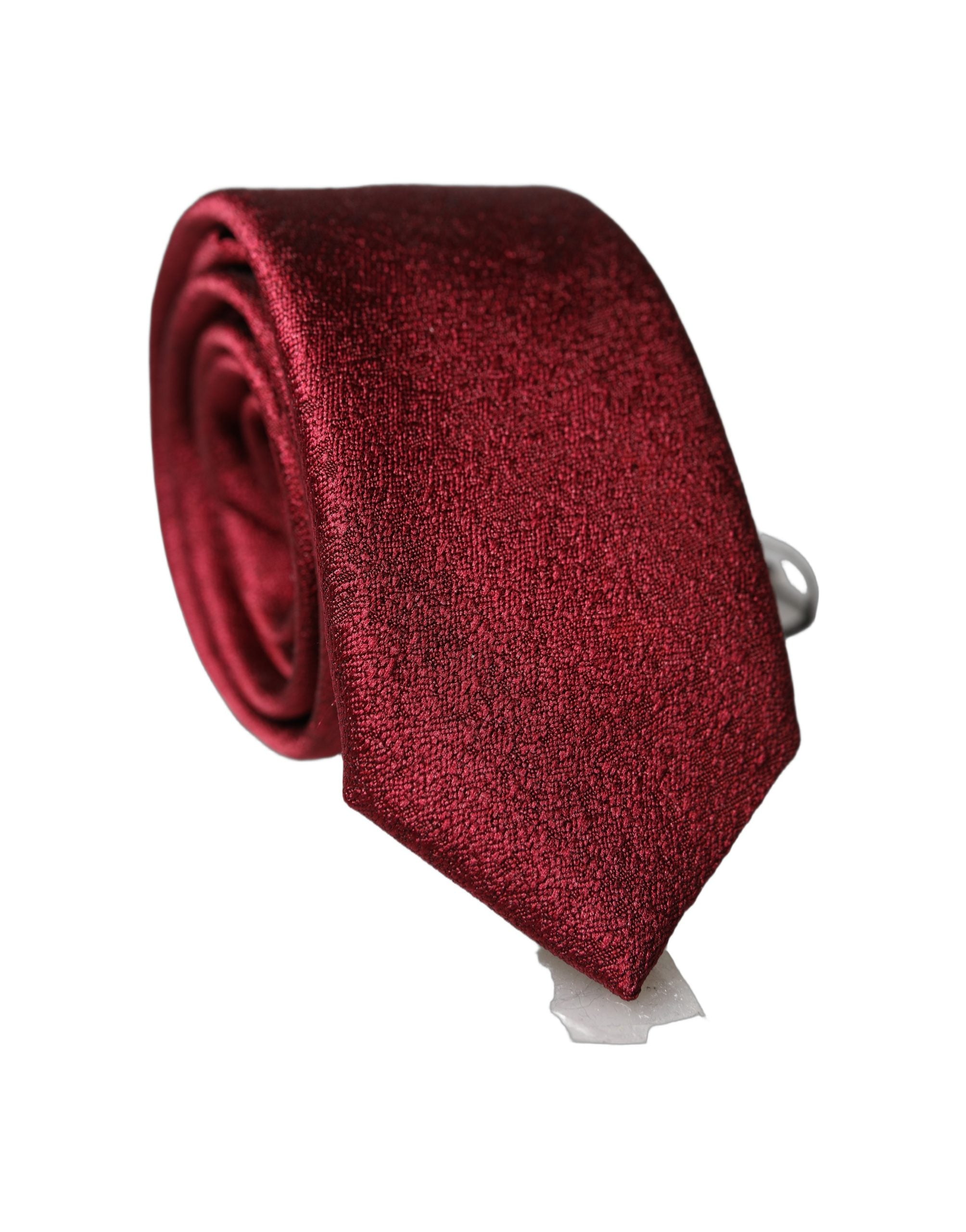Dolce & Gabbana Burgundy Solid Silk Adjustable Men Tied Necktie Tie
