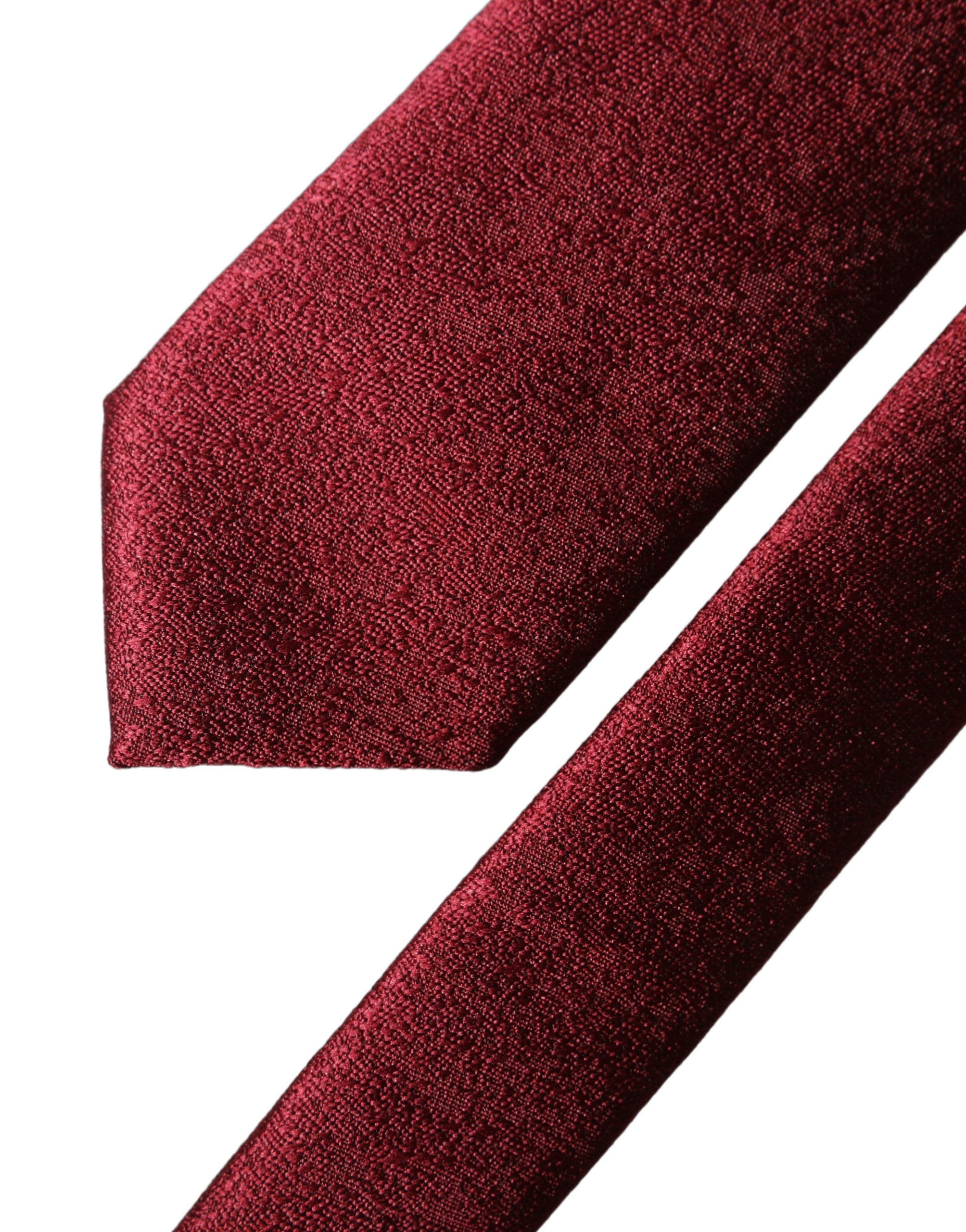 Dolce & Gabbana Burgundy Solid Silk Adjustable Men Tied Necktie Tie