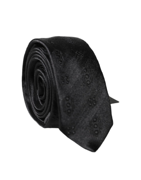 Dolce & Gabbana Black Patterned 100% Silk Adjustable Men Necktie Tie