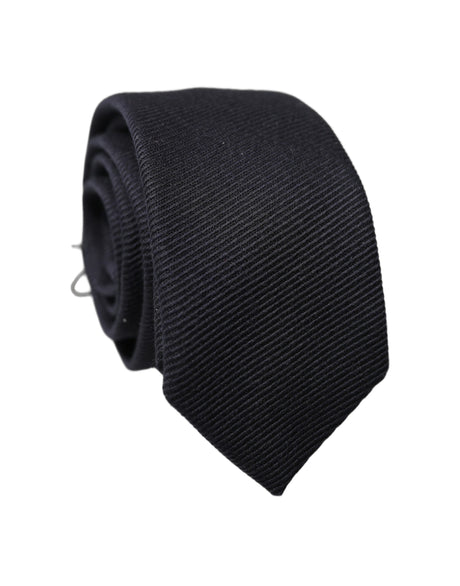 Dolce & Gabbana Black Solid 100% Silk Adjustable Men Tied Necktie Tie