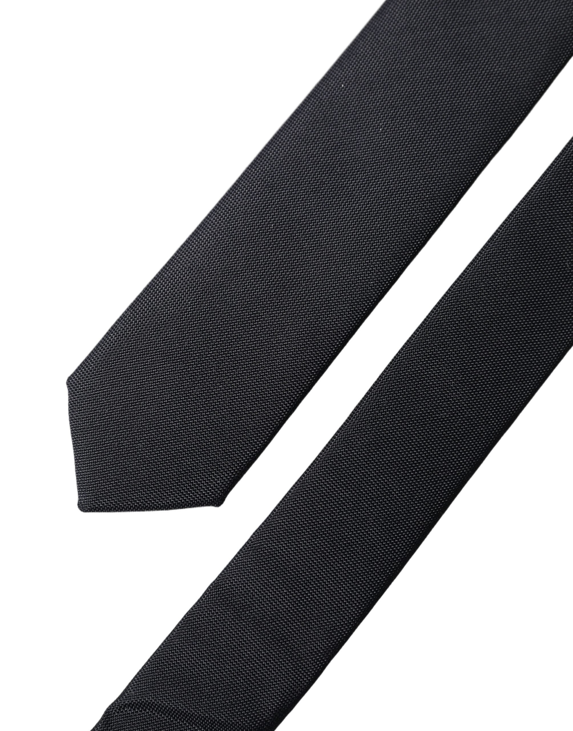 Dolce & Gabbana Black Solid 100% Silk Adjustable Men Tied Necktie Tie