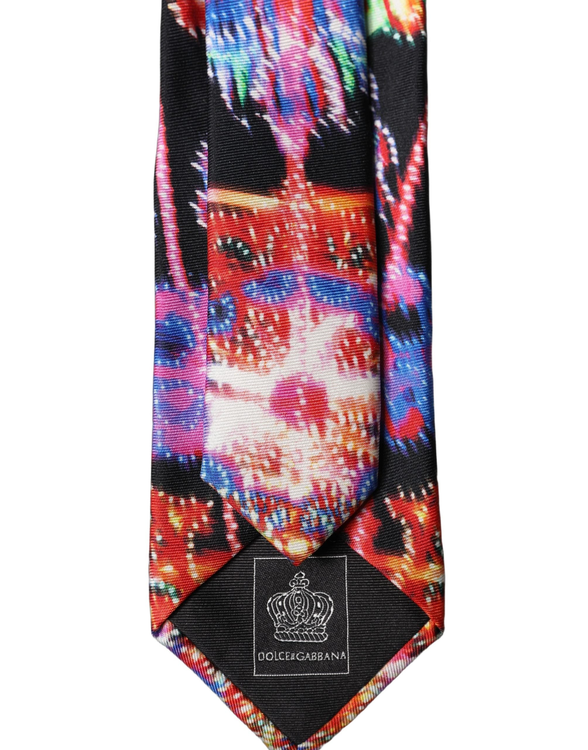 Dolce & Gabbana Multicolor Abstract Silk Adjustable Men Tied Necktie Tie
