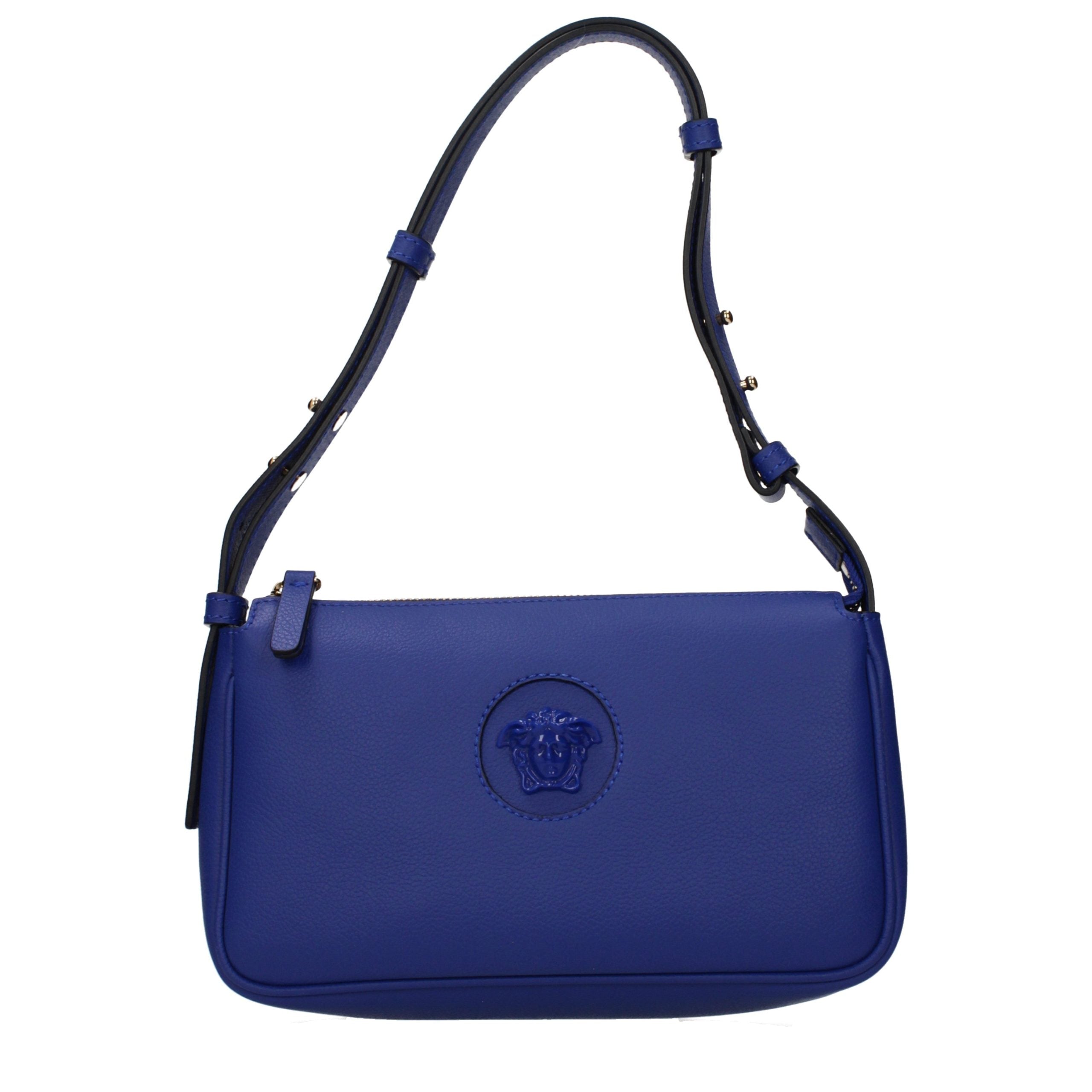 Versace Blue Leather Shoulder Bag