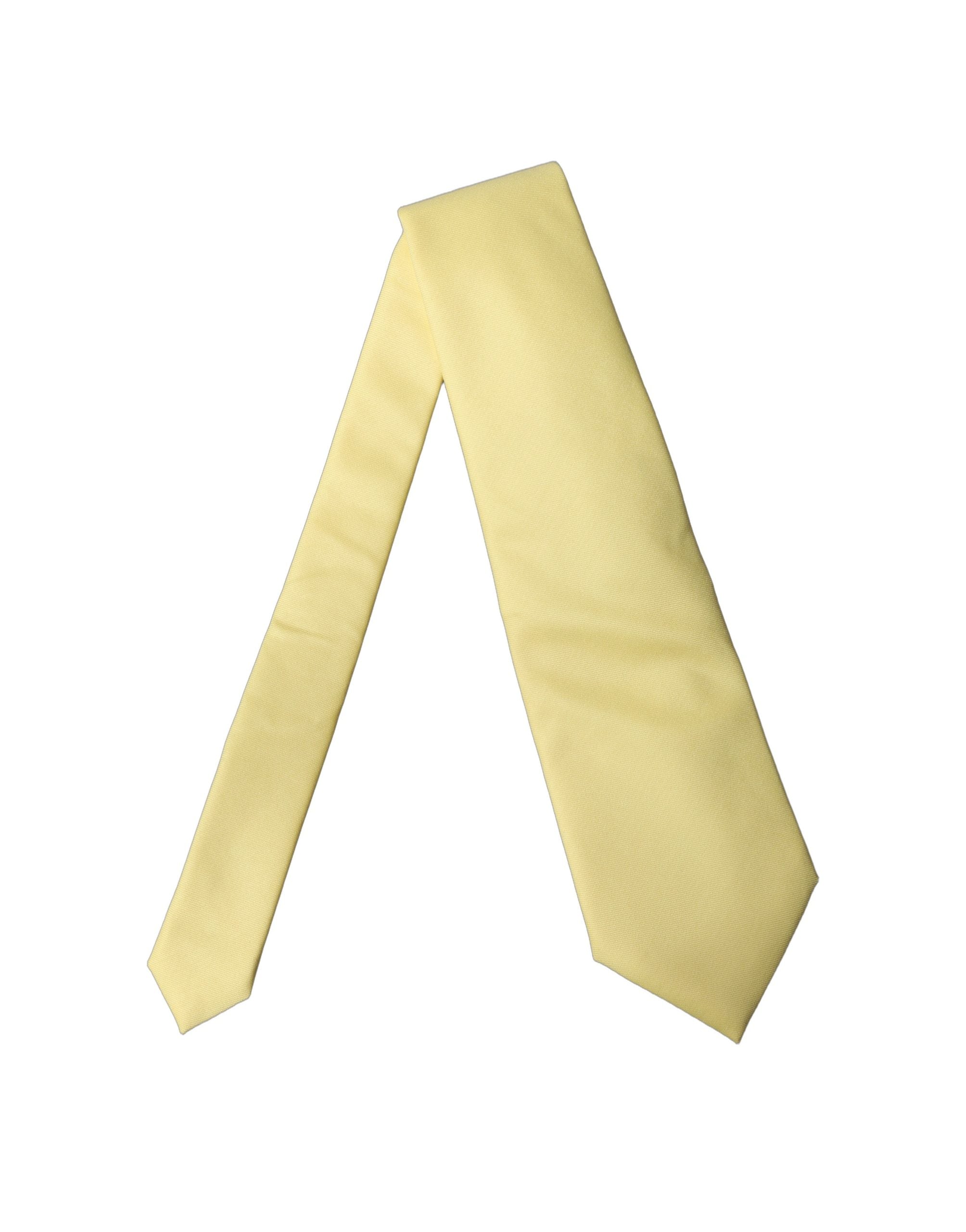 Dolce & Gabbana Yellow Solid Satin Silk Adjustable Women Tied Necktie Tie