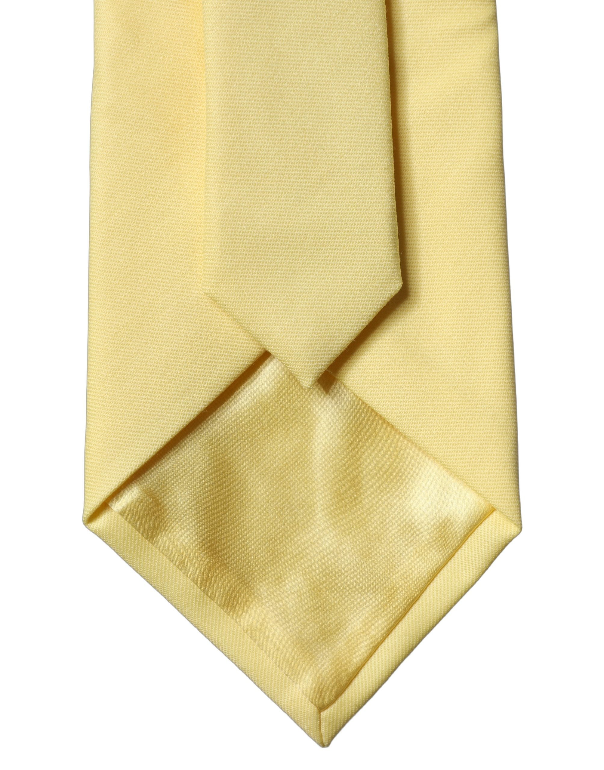 Dolce & Gabbana Yellow Solid Satin Silk Adjustable Women Tied Necktie Tie