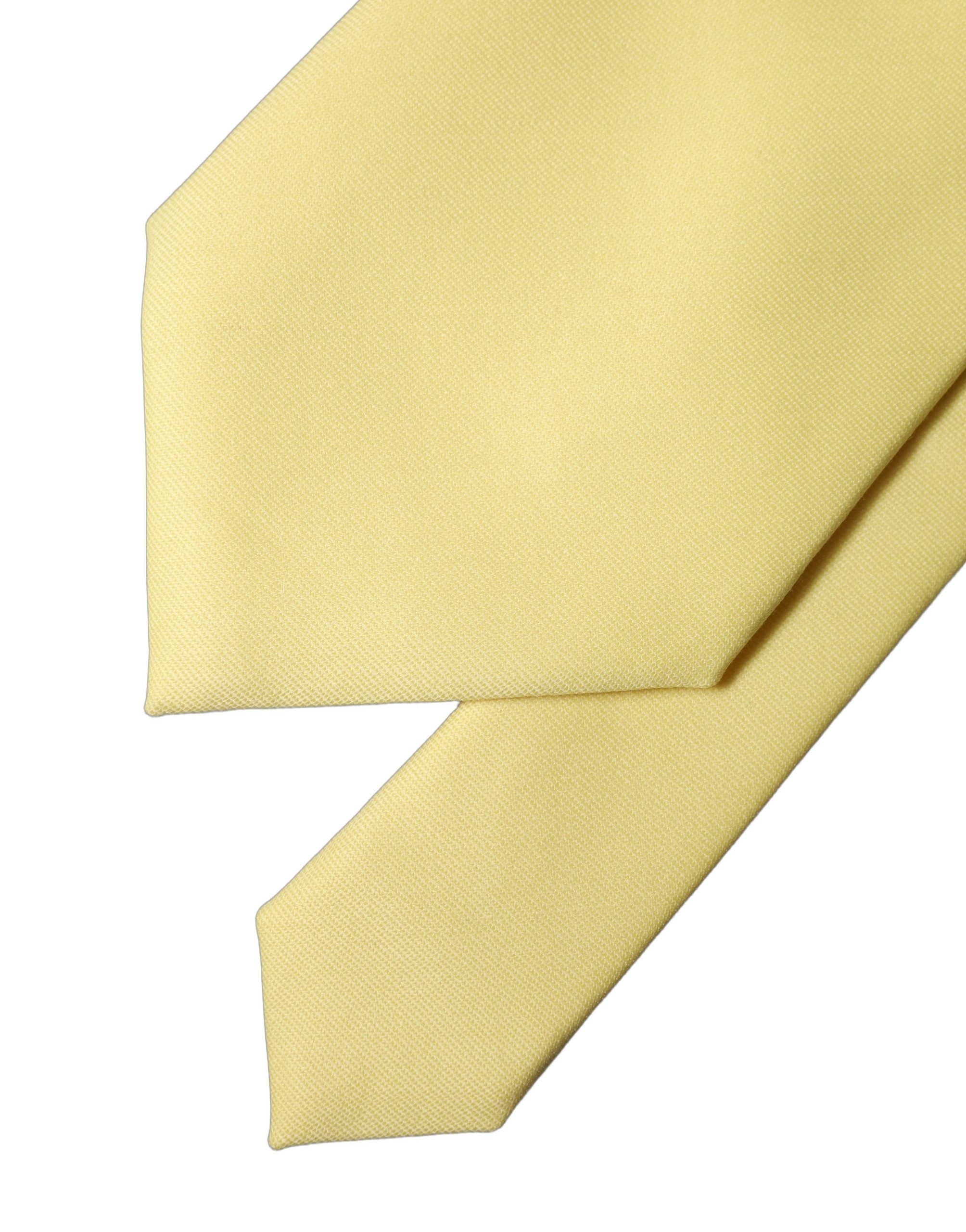 Dolce & Gabbana Yellow Solid Satin Silk Adjustable Women Tied Necktie Tie