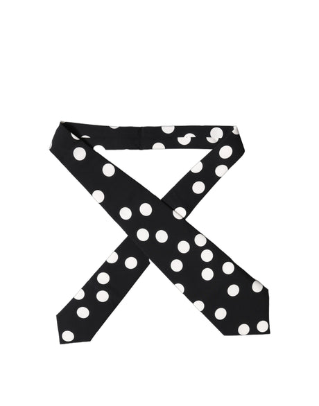 Dolce & Gabbana Black White Polka Dot Silk Adjustable Women Necktie Tie