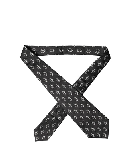 Dolce & Gabbana Black Patterned Silk Adjustable Women Tied Necktie Tie