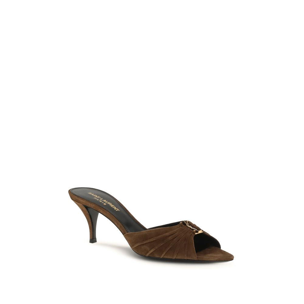 Saint Laurent Brown Calf Leather Bos Taurus Platform Sandals