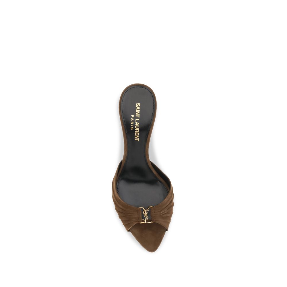Saint Laurent Brown Calf Leather Bos Taurus Platform Sandals