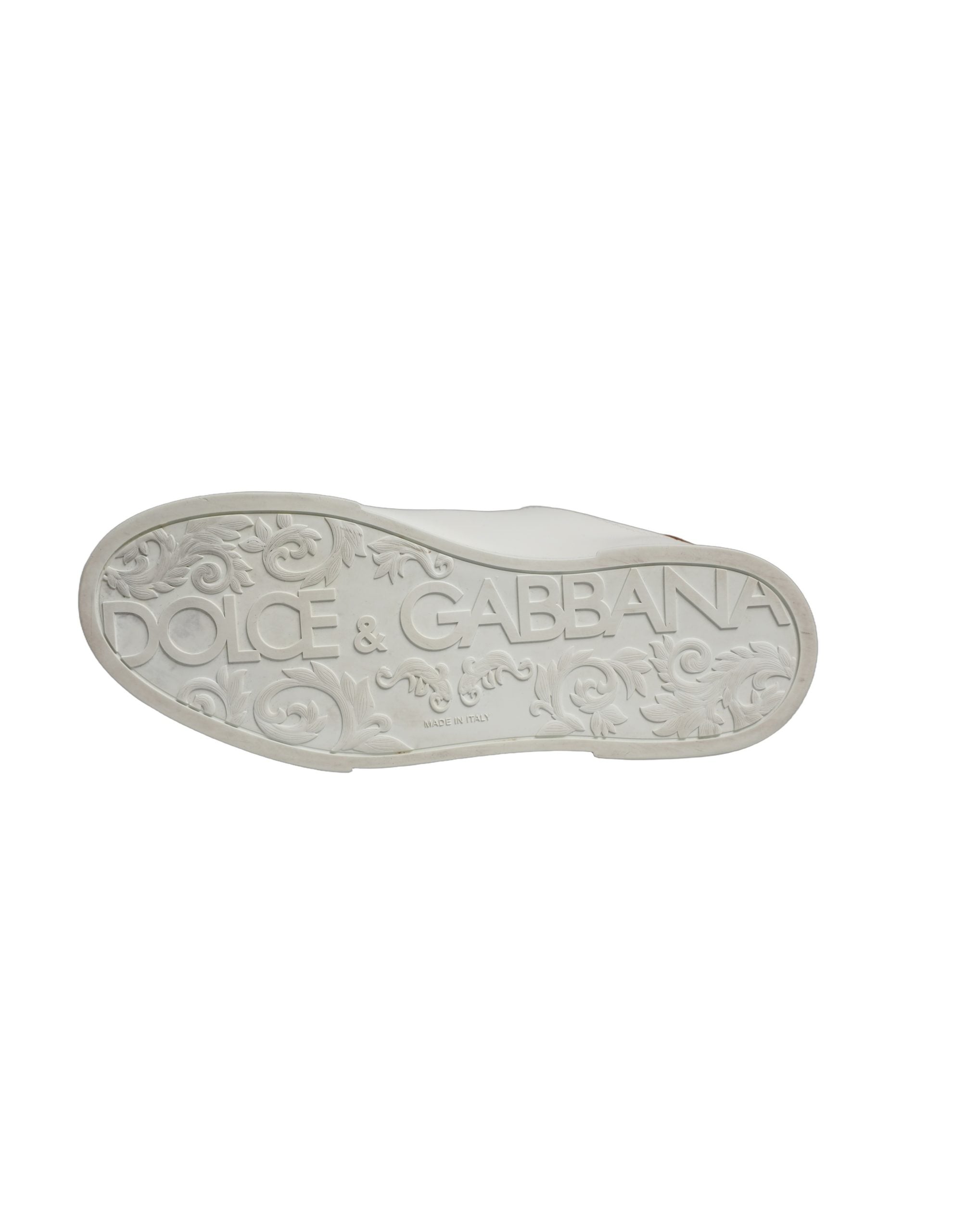 Dolce & Gabbana White Gold Crest Crown Portofino Sneakers Shoes