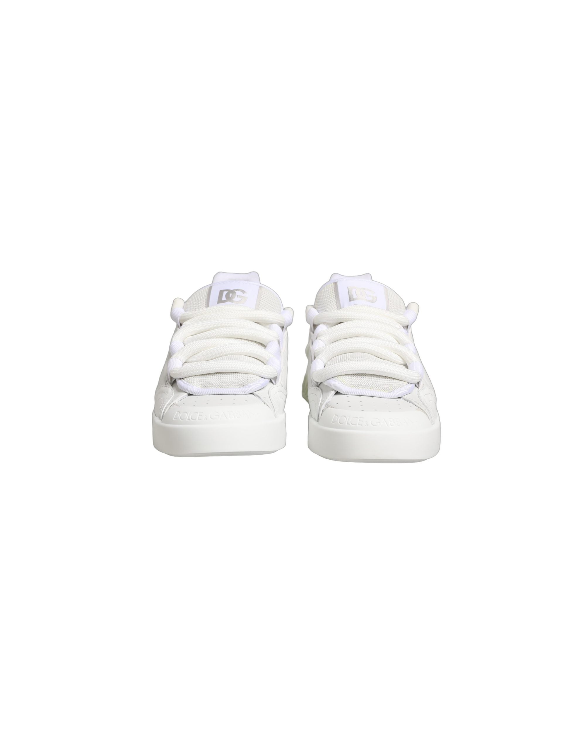 Dolce & Gabbana White Calfskin Leather Low Top Sneakers Shoes