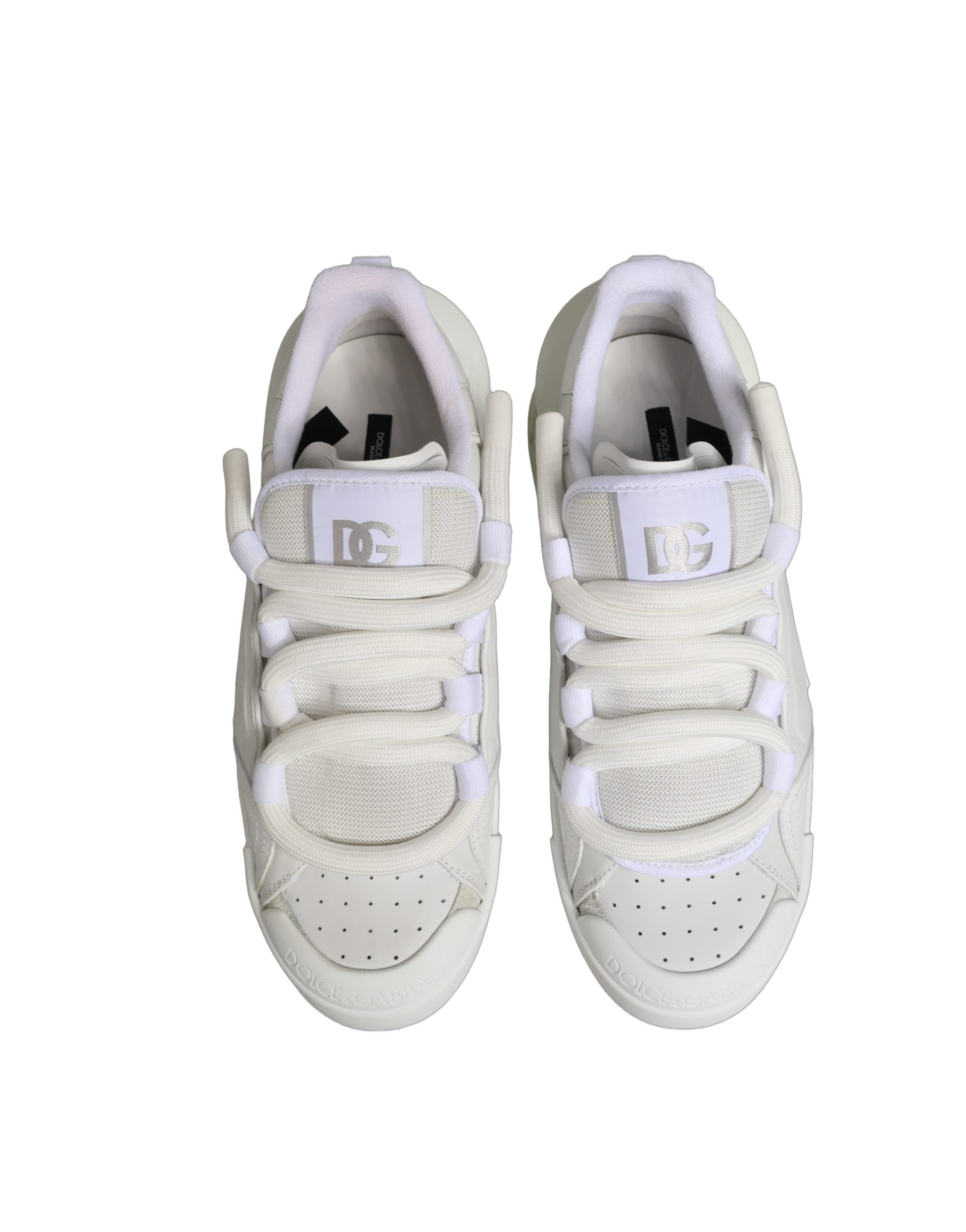 Dolce & Gabbana White Calfskin Leather Low Top Sneakers Shoes