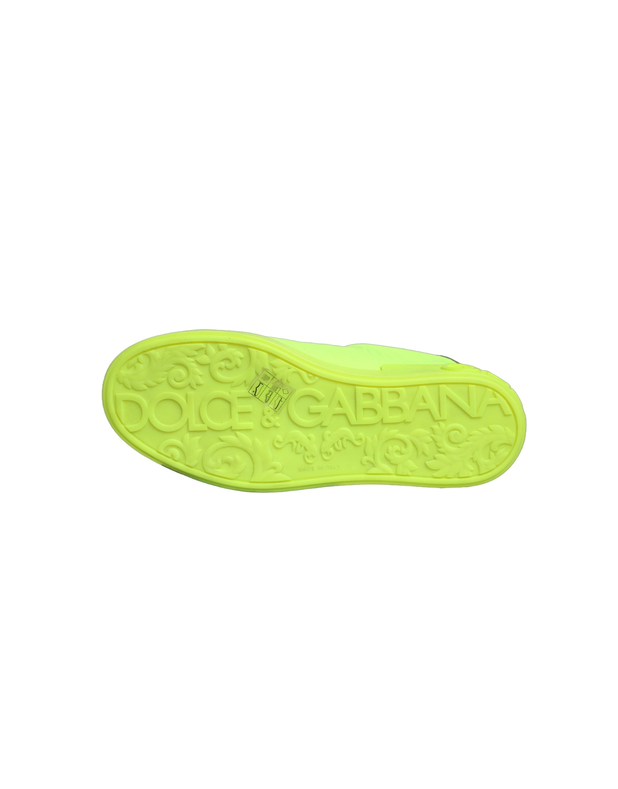 Dolce & Gabbana Green Logo Tape Low Top Portofino Sneakers Shoes