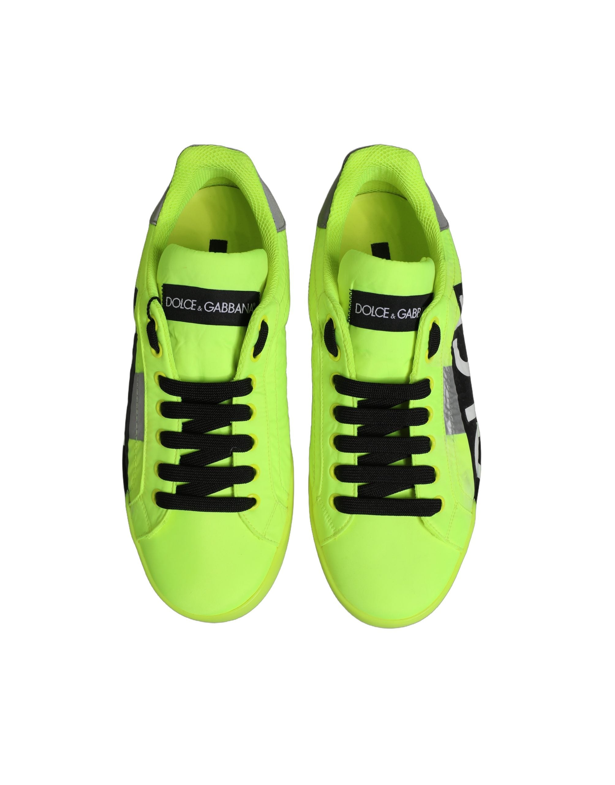 Dolce & Gabbana Green Logo Tape Low Top Portofino Sneakers Shoes