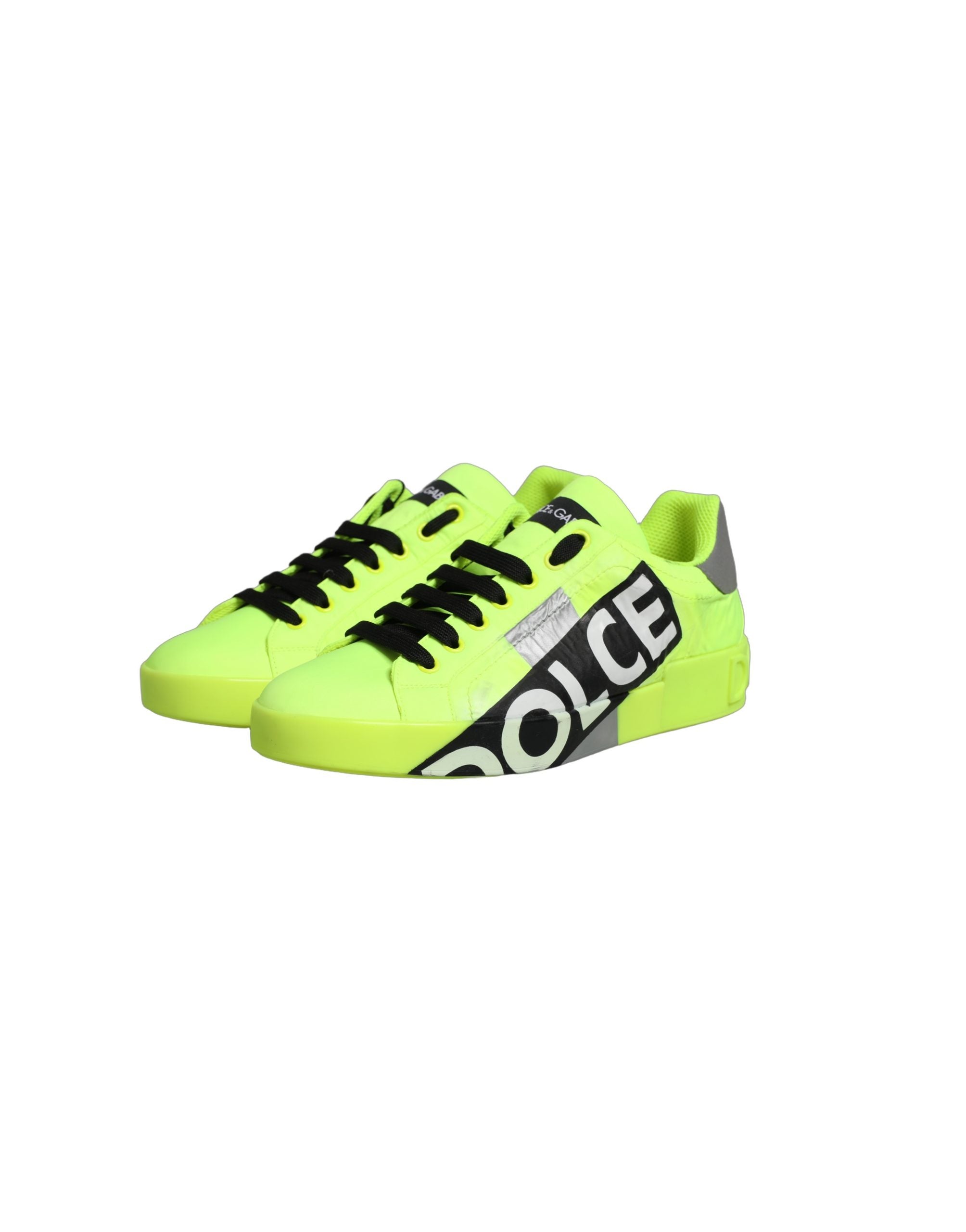 Dolce & Gabbana Green Logo Tape Low Top Portofino Sneakers Shoes